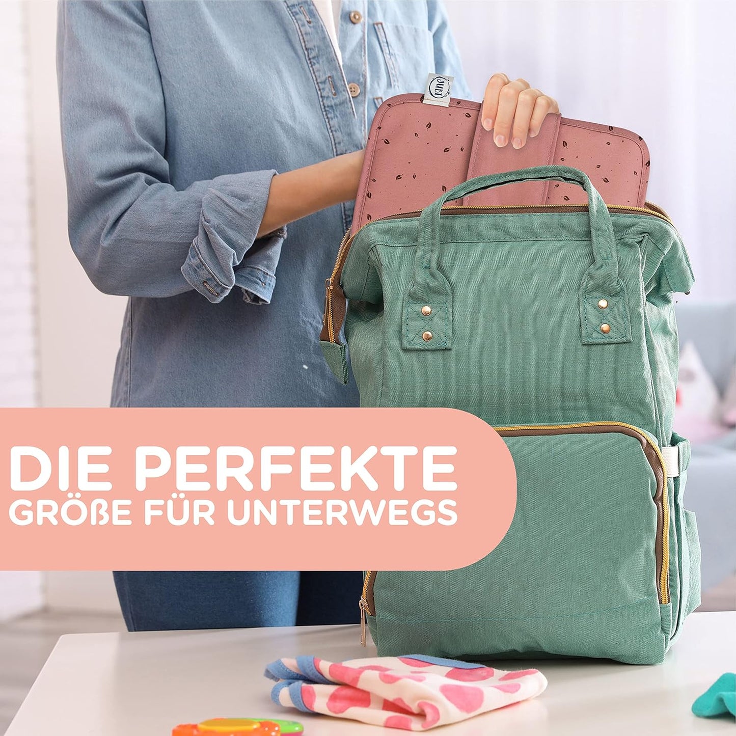 Baby-Windeltasche mit Wickelunterlage für unterwegs, Braun