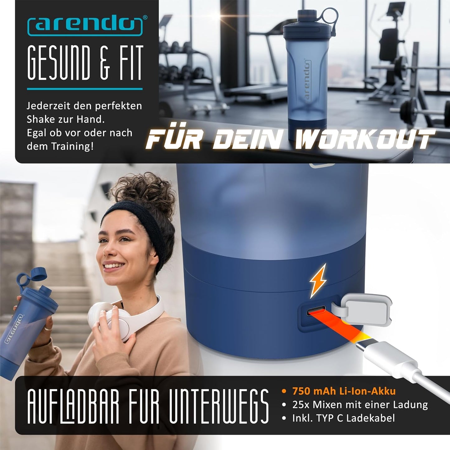 Elektrischer Eiweiss Shaker mit Akku