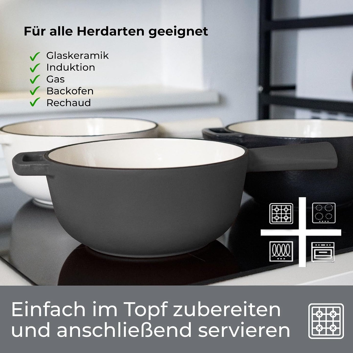 Fondue Ersatztopf, Schwarz Ersatztopf