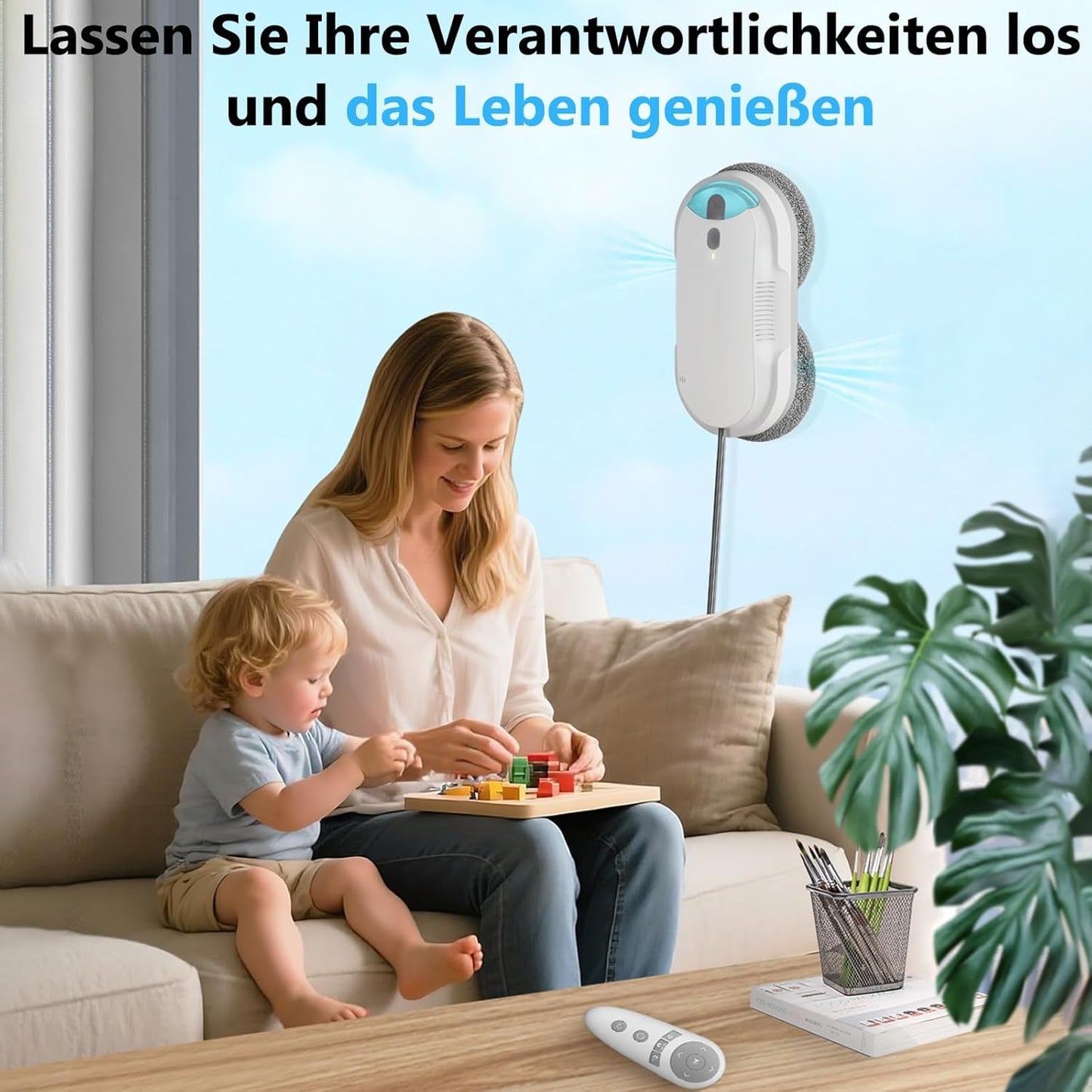 Fensterputzroboter mit Ultraschallreinigung, Weiss