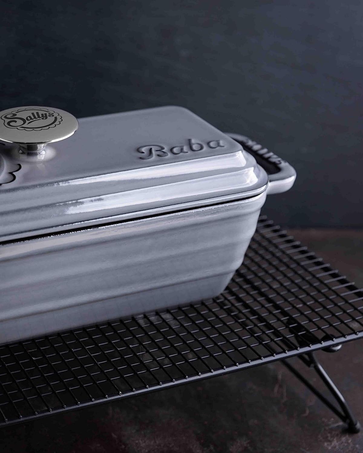 Gusseisen Brotbackform Baba, Smokey Grey Majolika