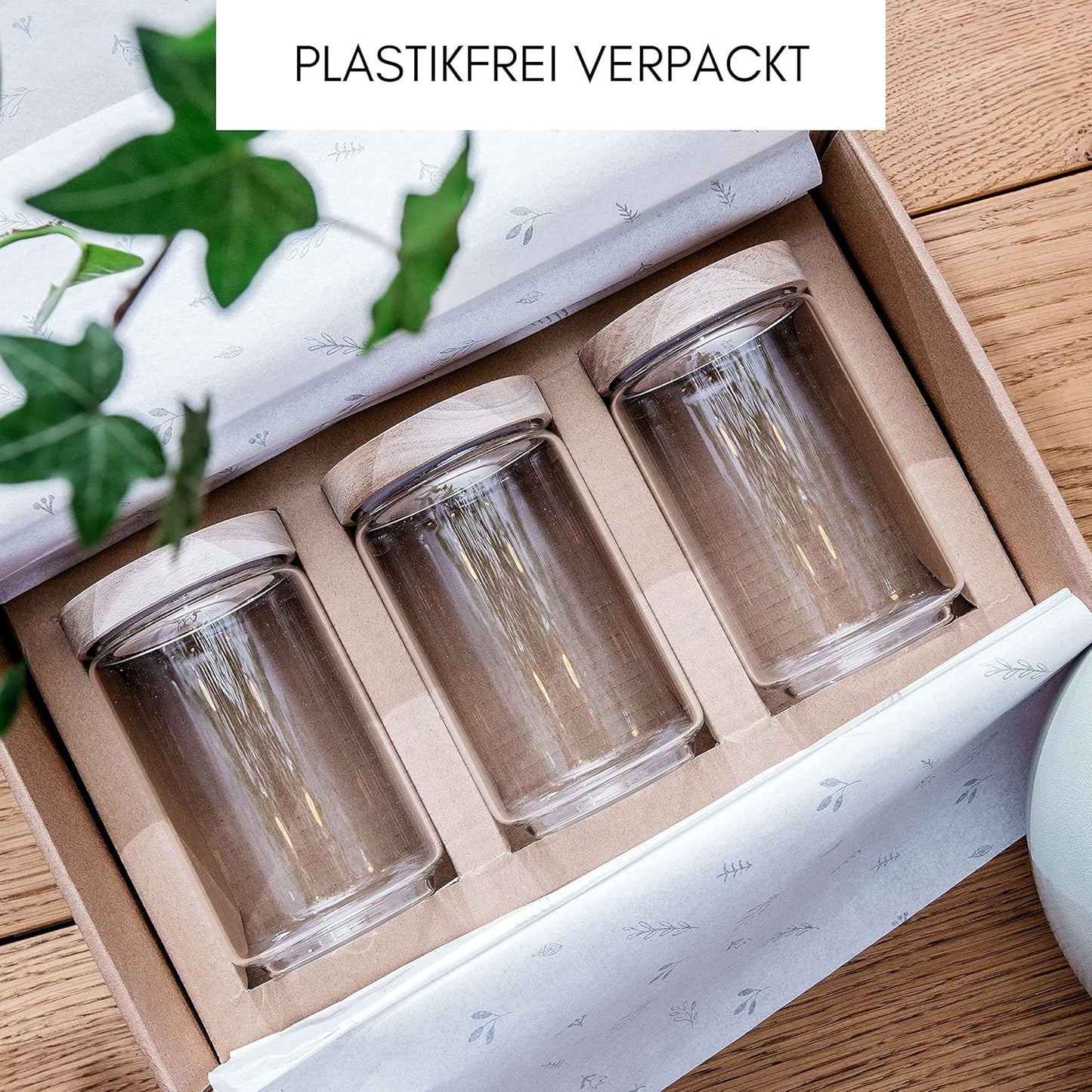 4-teiliges Vorratsgläser-Set, stapelbar, luftdicht, 4x gemischt