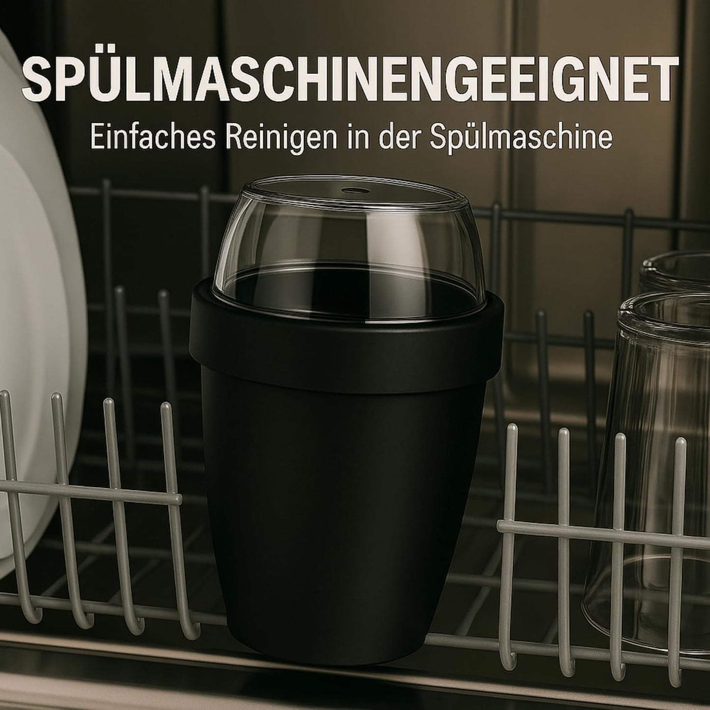 2in1 Müslibecher mit auslaufsicheren Fächern, 700 ml (1er Pack)