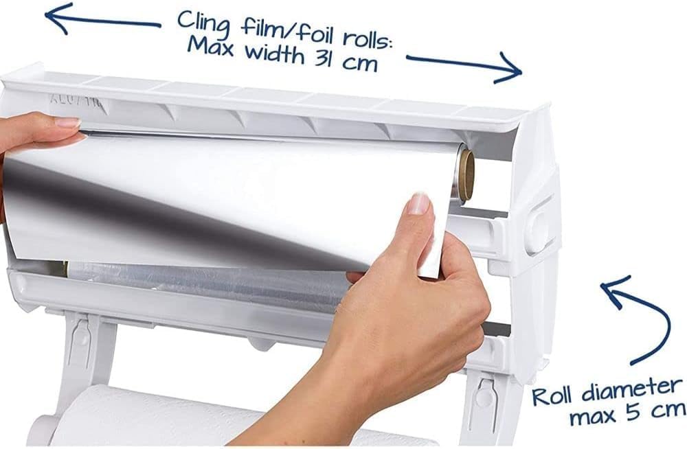 Wandrollenhalter Parat F2 für 3 Rollen mit Folienschneider, Weiss
