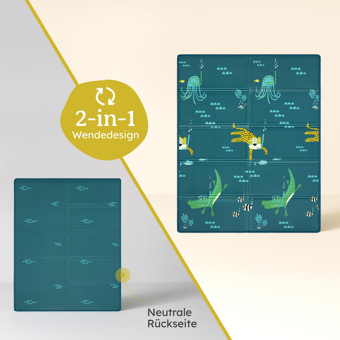 Faltbare Krabbelmatte, 120x150 cm, Tiere 120x150x1cm