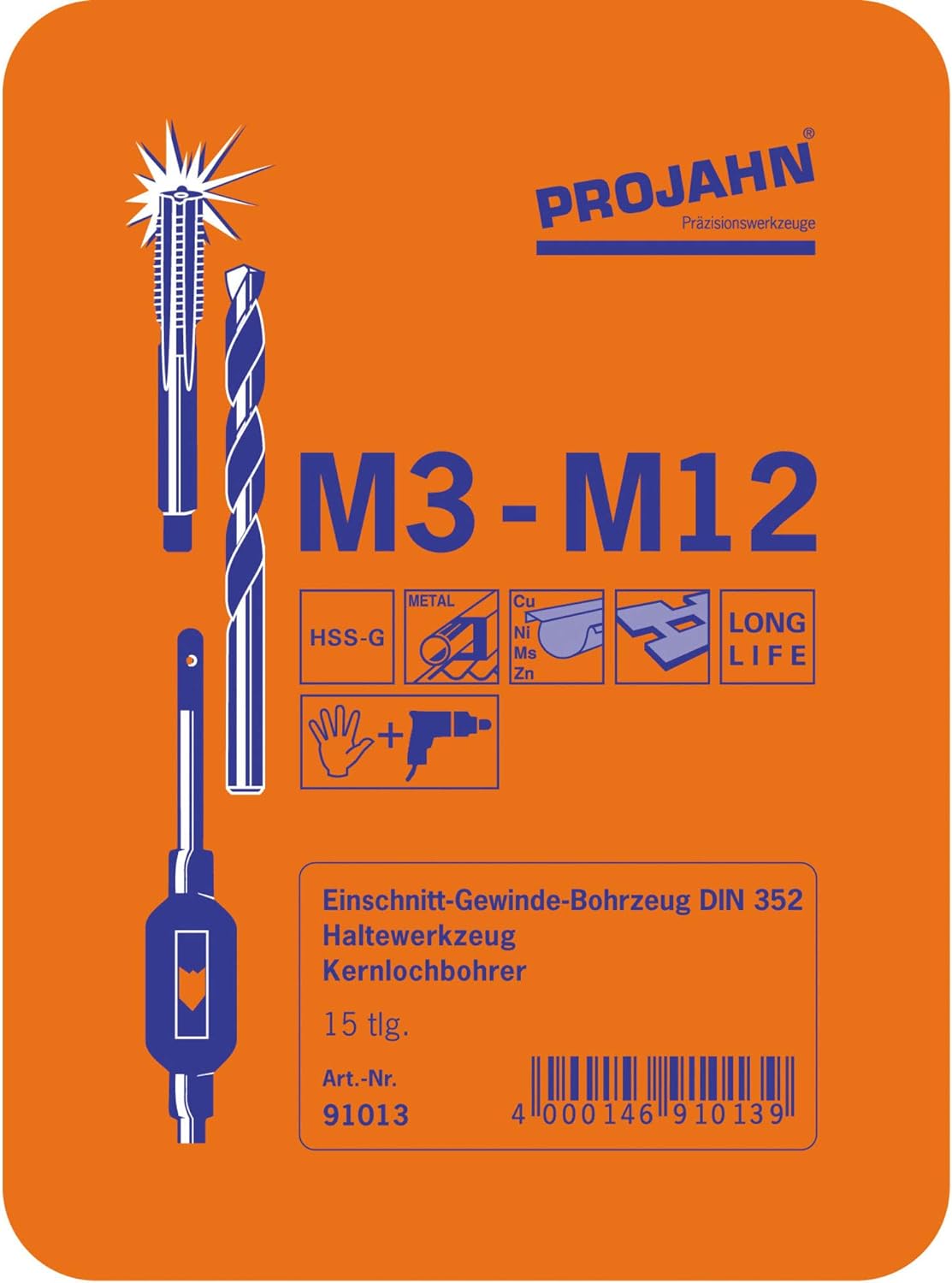 Einschnitt-Gewindebohrer-Satz 91013, Single
