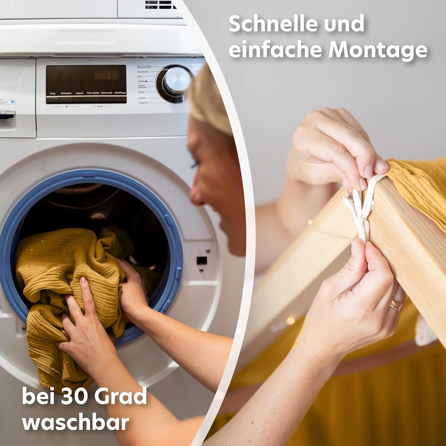 2er-Set Betthimmel für Hausbett, Senfgelb mit Gold 2er Set 67 x 270cm