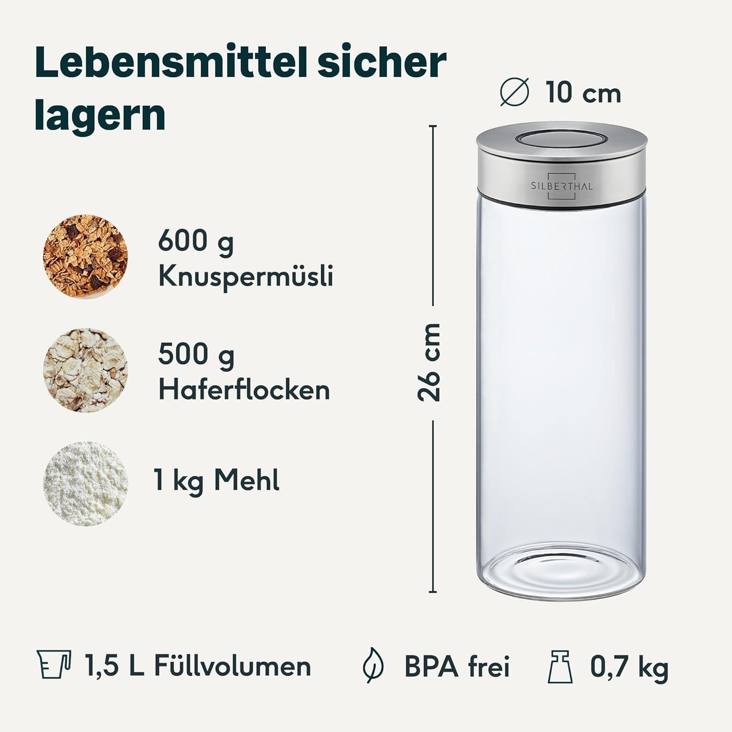 Vorratsglas luftdicht & auslaufsicher, 1500 ml