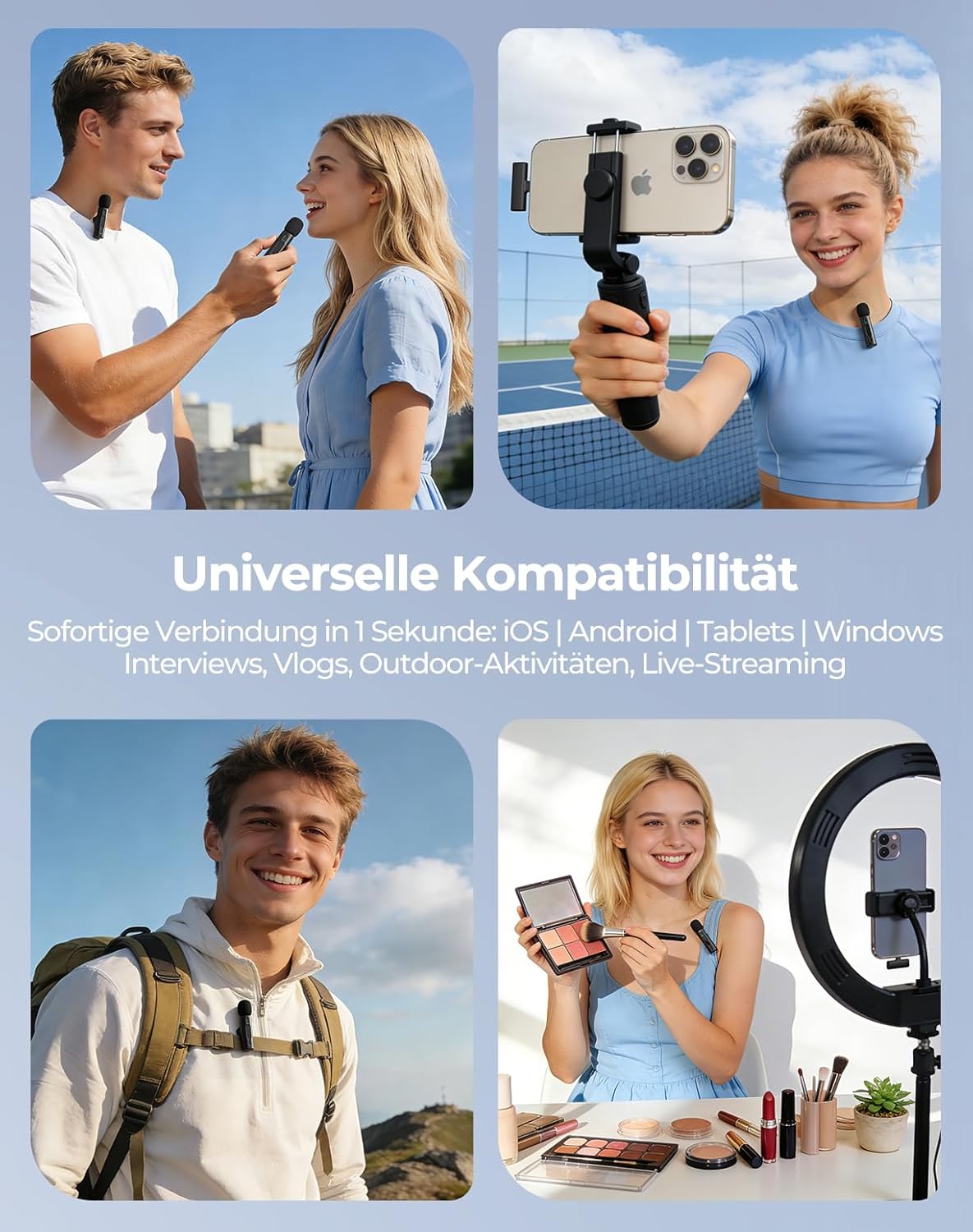 Lavalier-Mikrofon mit KI-Tonverbesserung, Schwarz