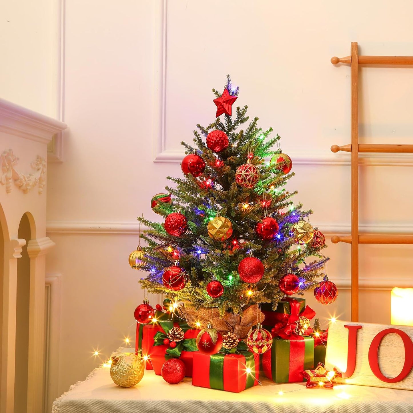 Beleuchteter Mini-Weihnachtsbaum mit LED-Lichtmodi, 18 cm
