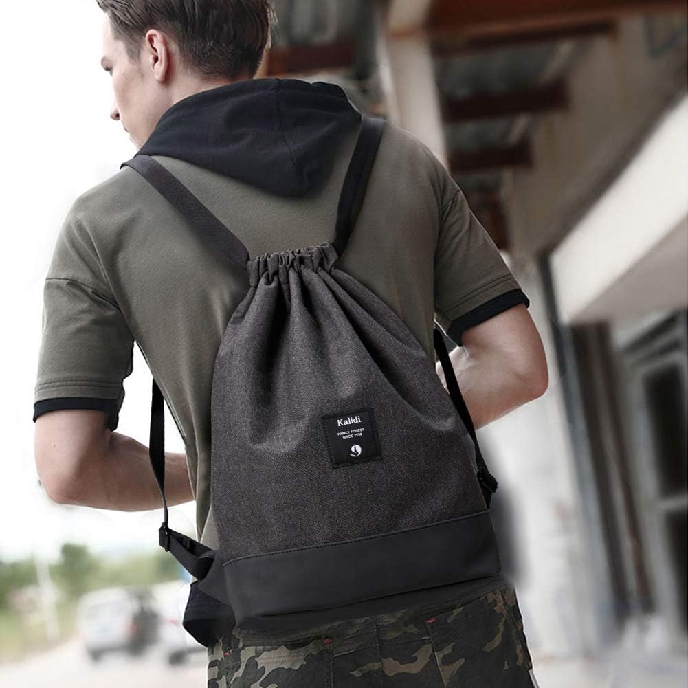Turnbeutel Rucksack mit Kordelzug und Innentasche, Anthrazit