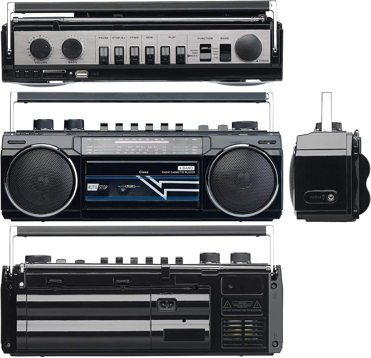 Retro-Boombox mit Kassetten-Player & Bluetooth