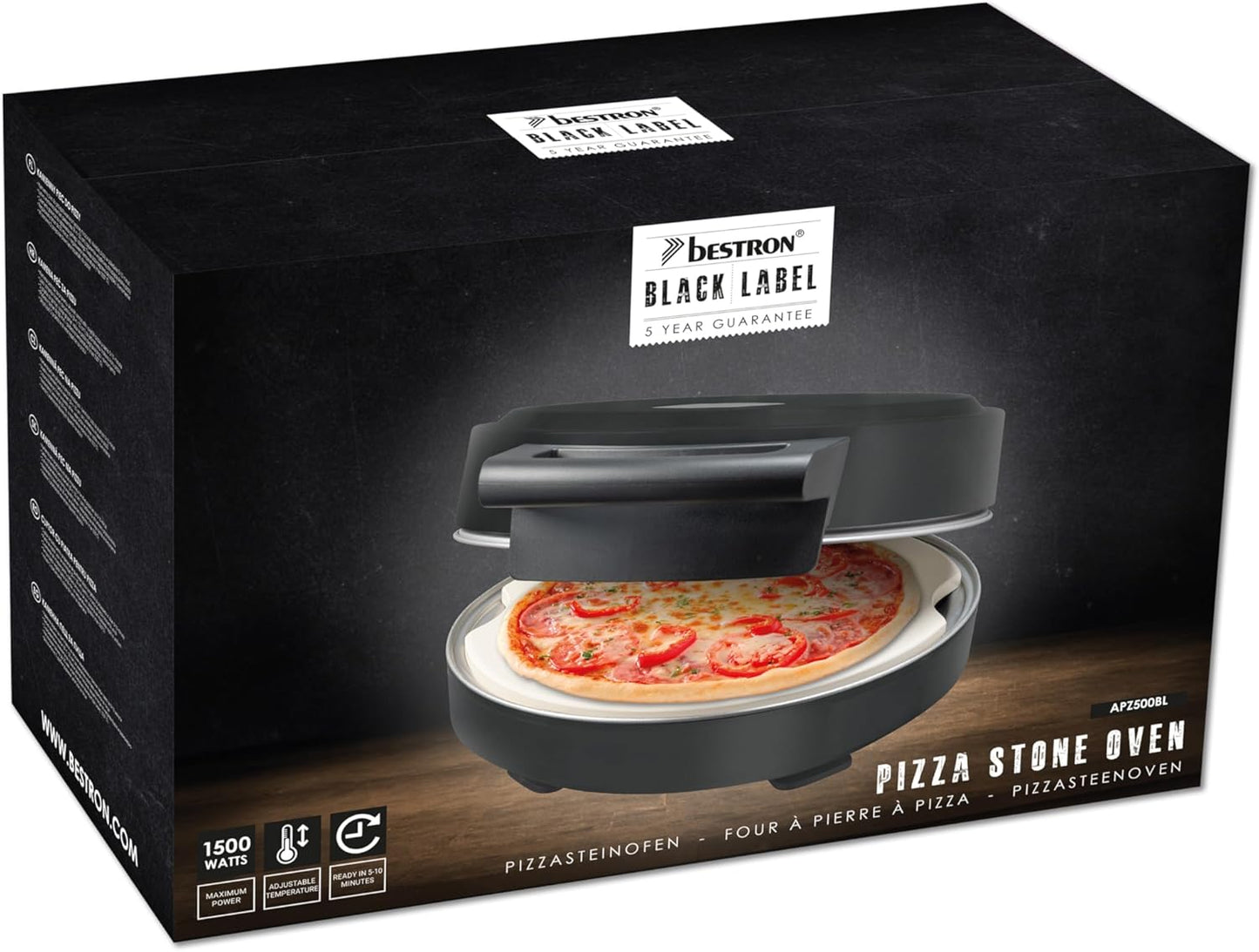 Pizzaofen mit Schamottstein & Pizzaschieber, Schwarz