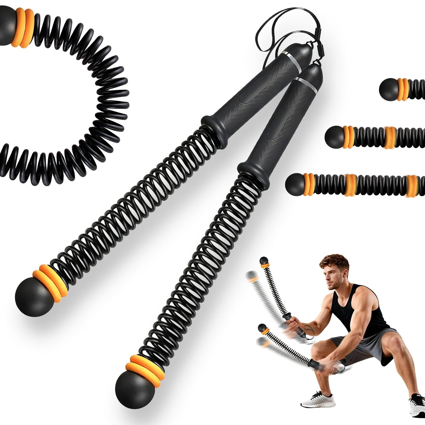 Kabelloses Battle Rope, Schwarz Orange