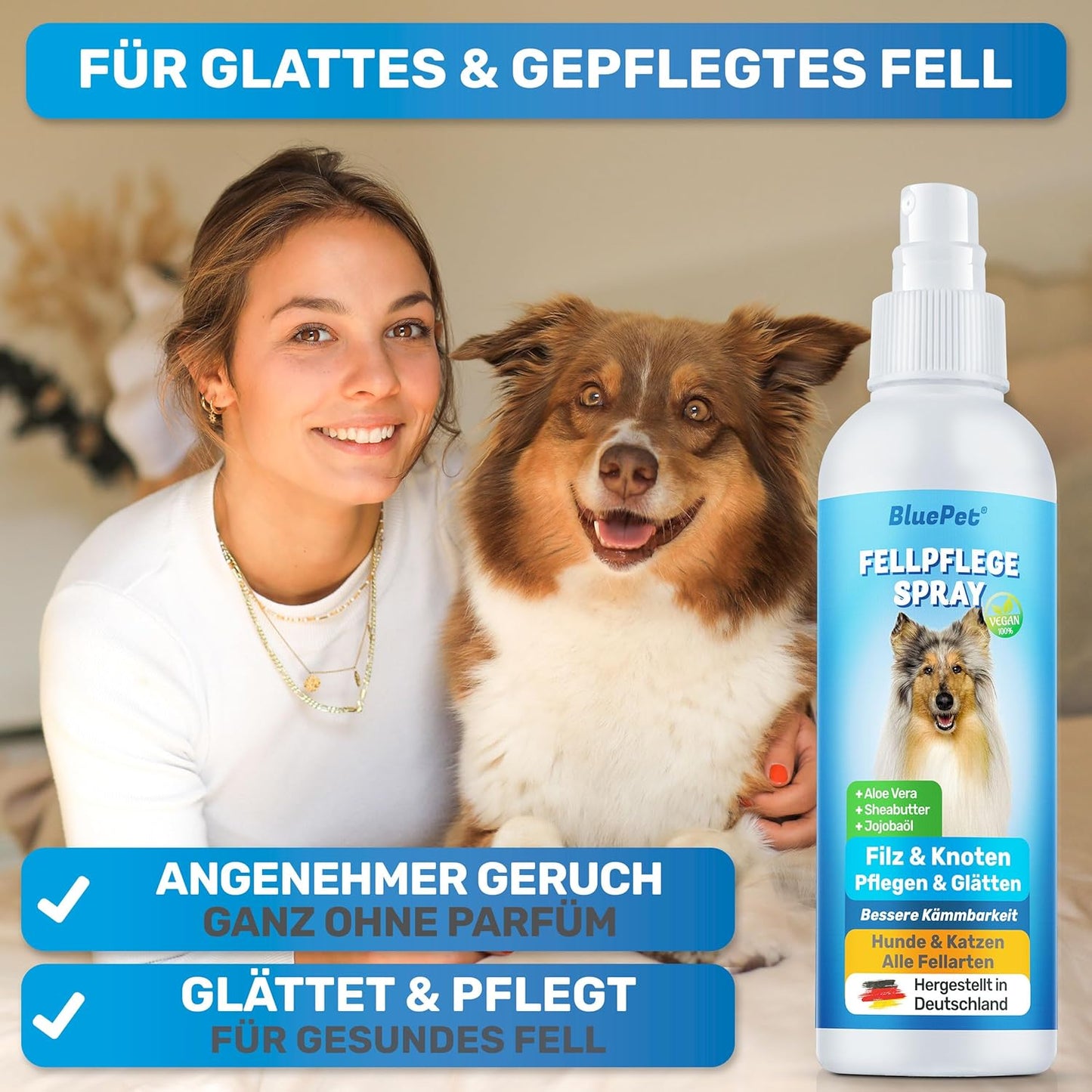 Entfilzungsspray für Haustiere mit Aloe Vera, Fellspray