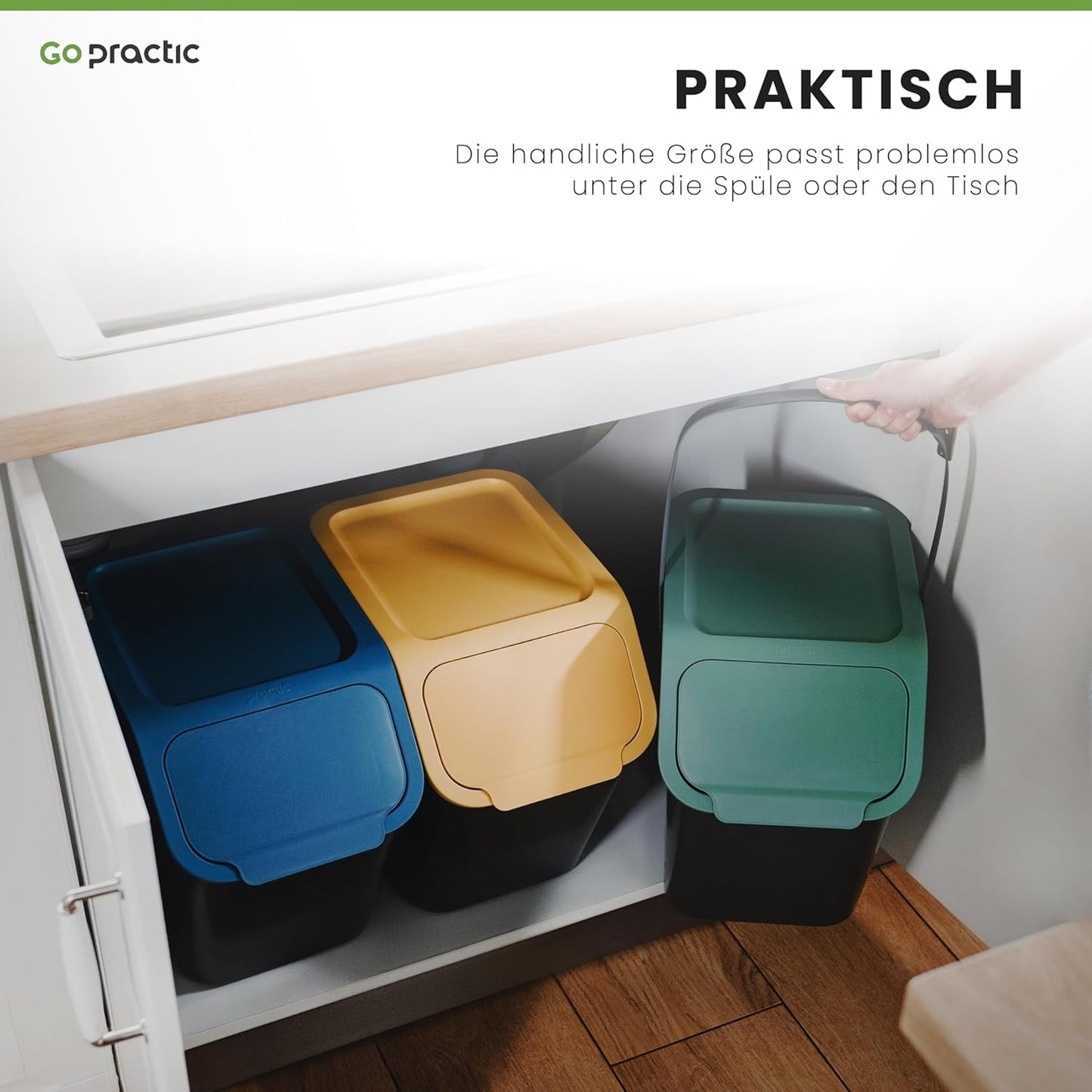 Mülleimer-Set, 2x25l Gelb und Schwarz