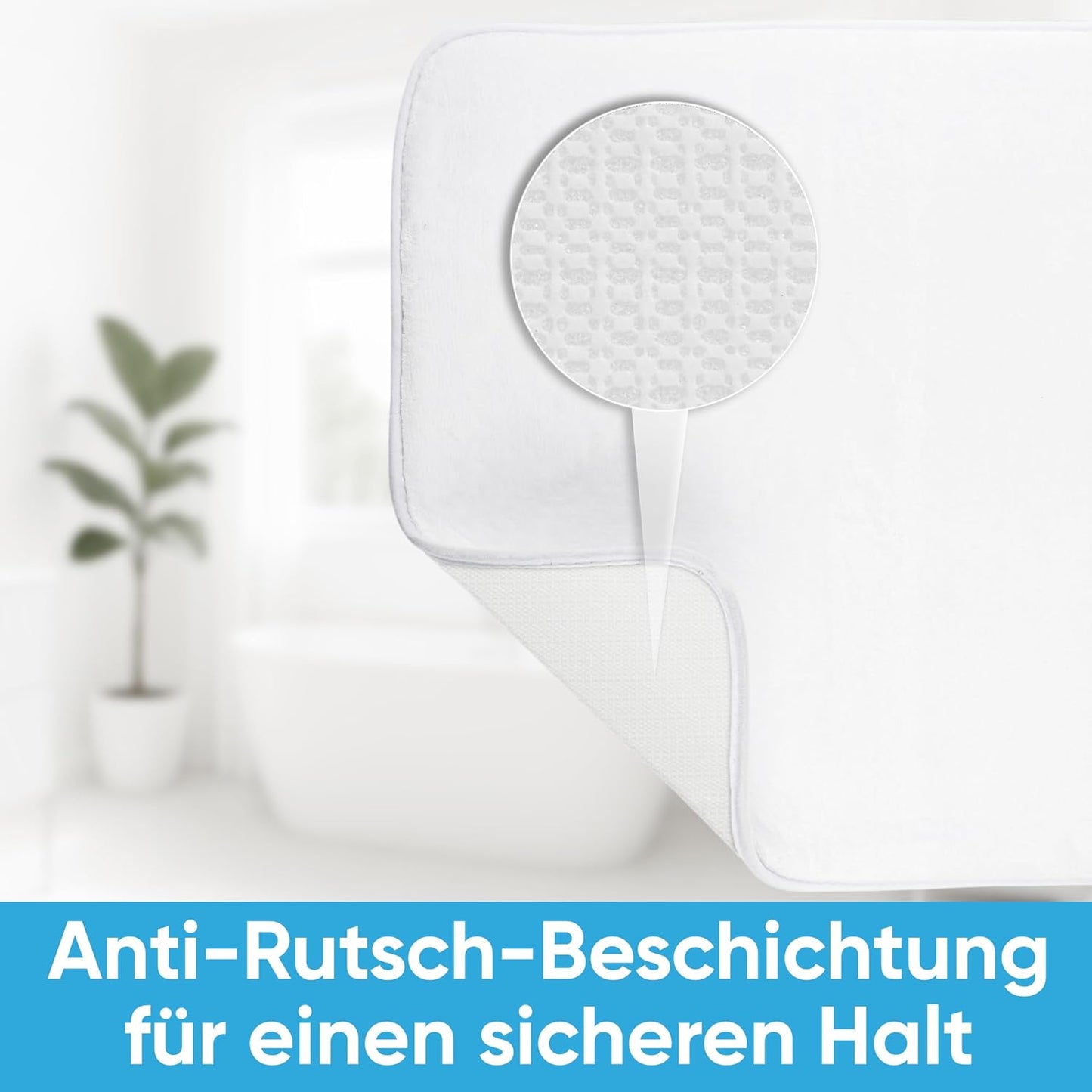 Rutschfester Badteppich, waschbar und weich, Waterworld 50 x 80 cm (Rechteckig)