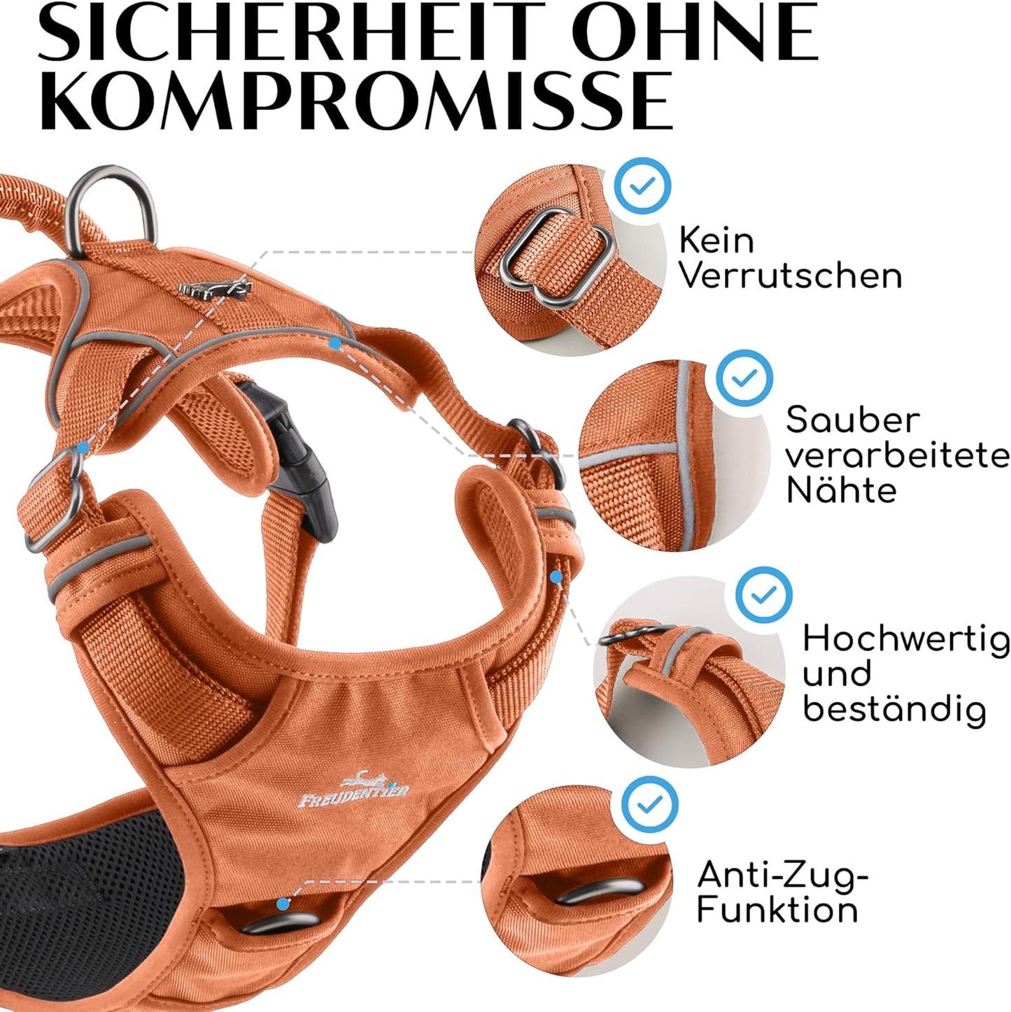 Anti-Zug Hundegeschirr, L Orange