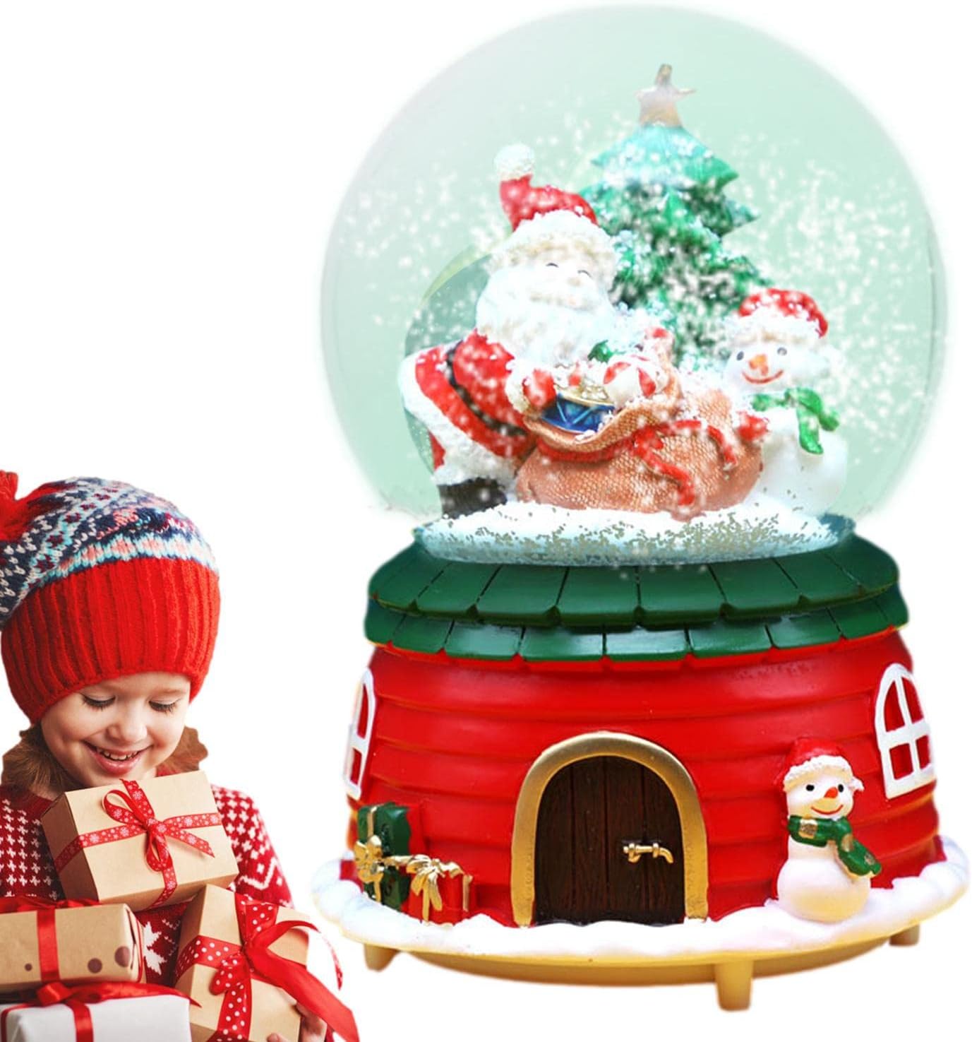 Schneekugel mit Spieluhr und Farbwechsel-Effekten, 2022 Christmas Music Box A