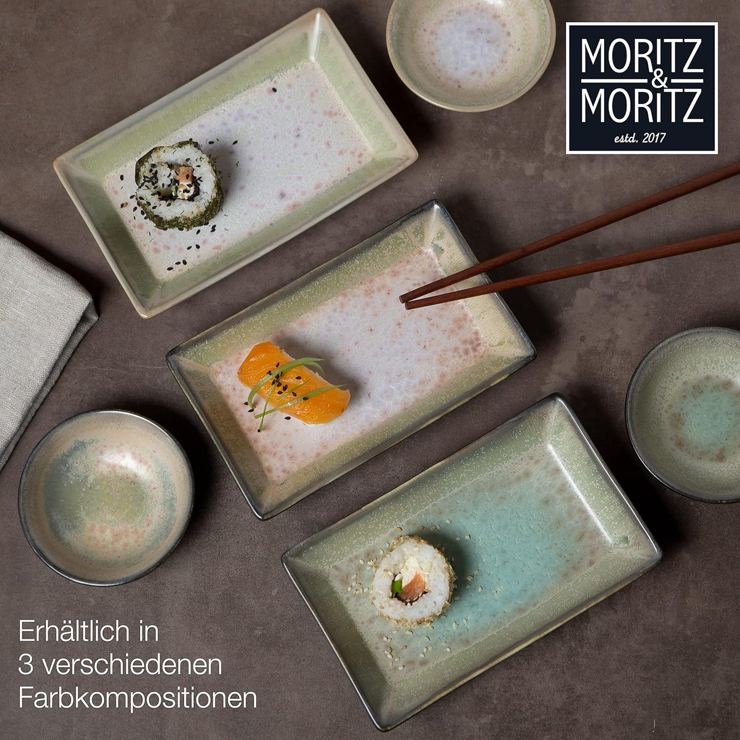 4-tlg. Sushi Geschirr Set, Beige-lila