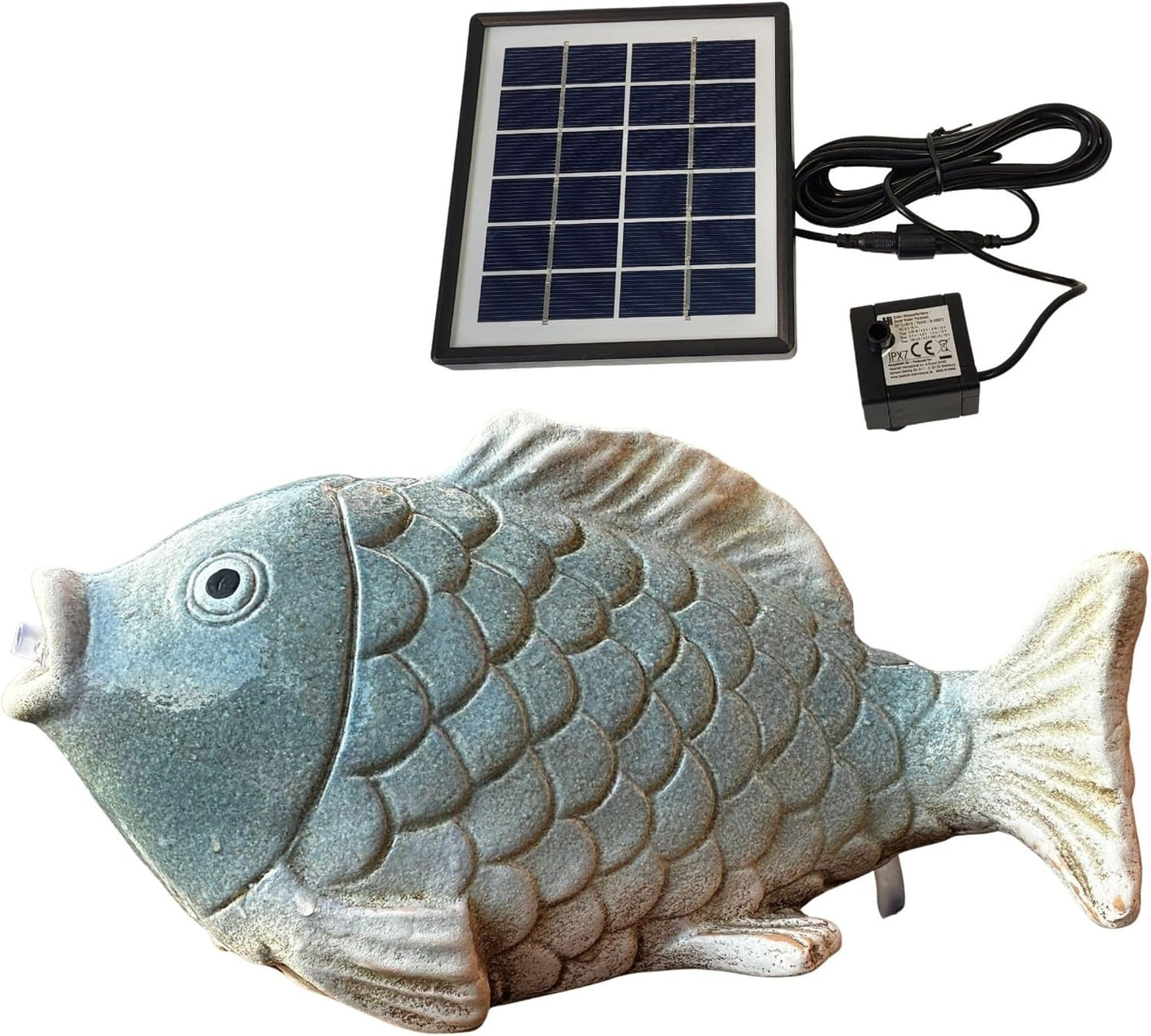 Solar Wasserspeier Fisch für Garten & Balkon