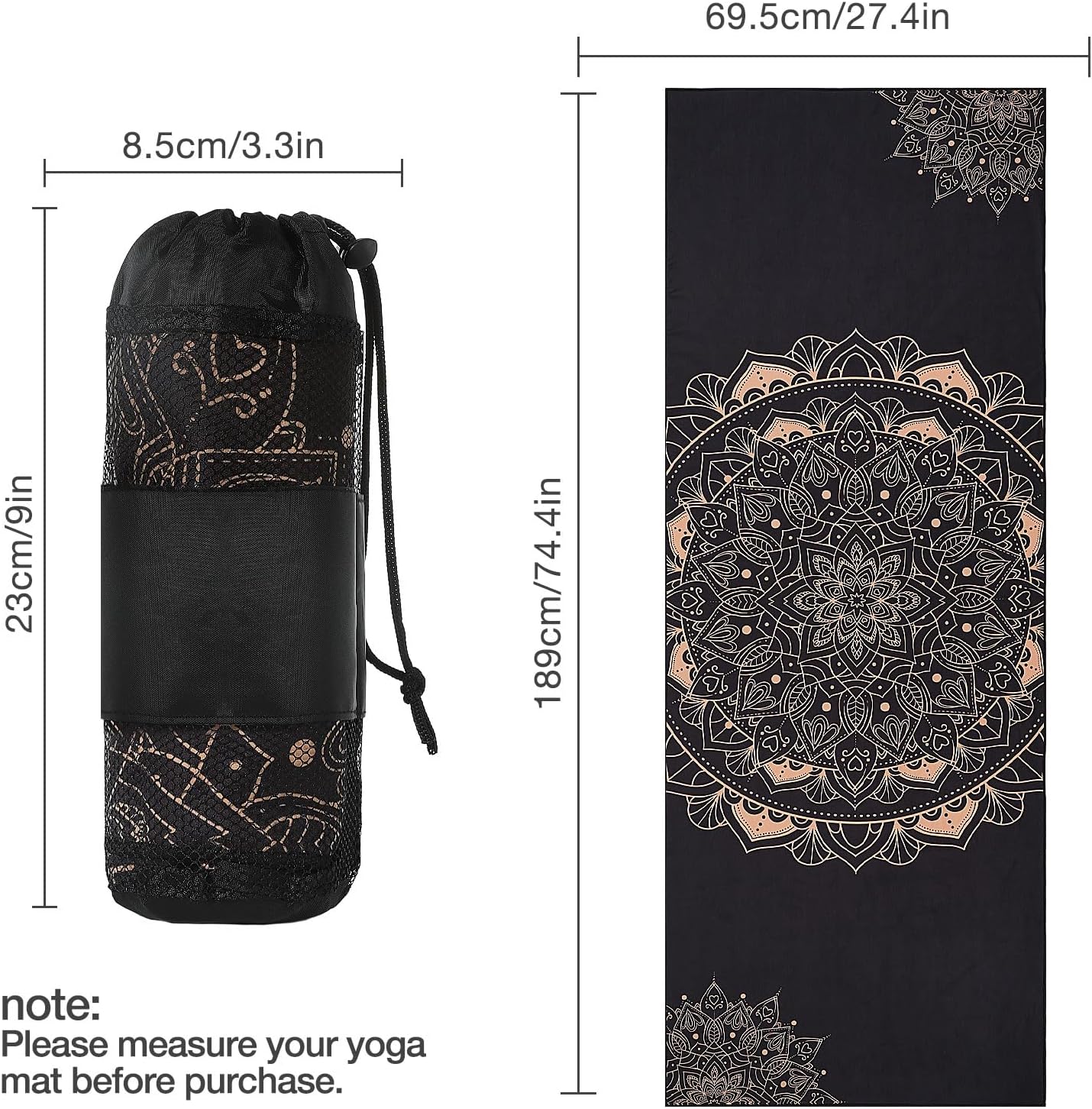 Rutschfestes Yogamatten-Handtuch, Beere, Kiwi, Marineblau, Rot, Grün, Blau, Schwarz, Weiß, Grau