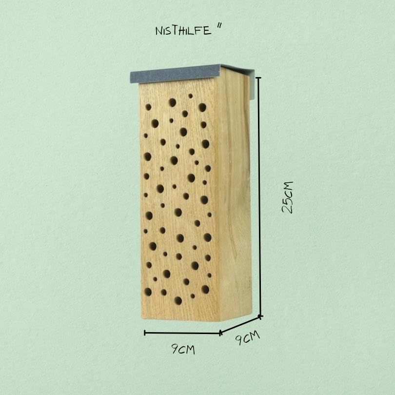 Wildbienen-Nisthilfe mit Dach und Aufhänger