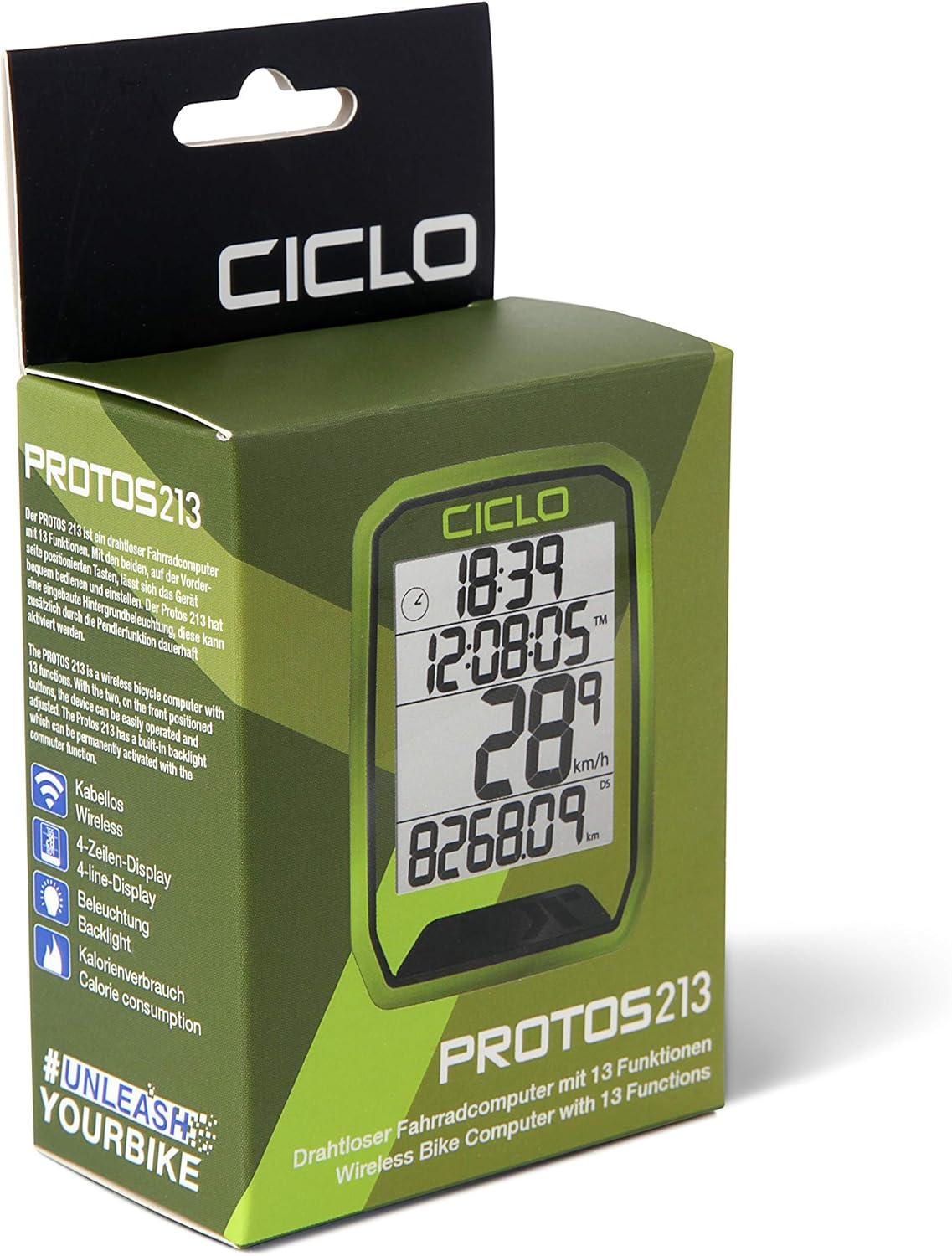 Drahtloser Velocomputer Protos 213, in grün