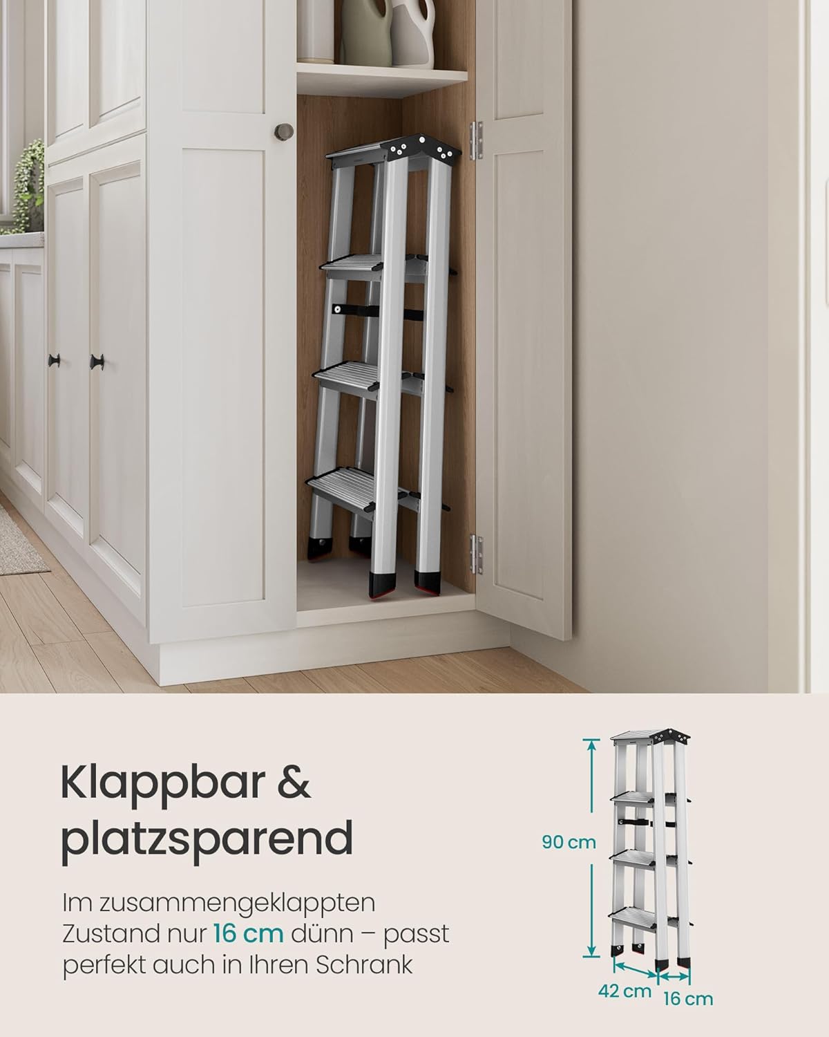 Trittleiter GLT014E01, 4 Stufen (78T x 42B x 81.5H cm)