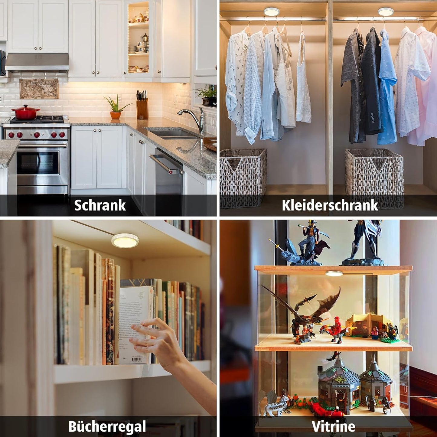 6x LED Unterbauleuchten mit Fernbedienung, Warmweiss 2700k / 6 Stück
