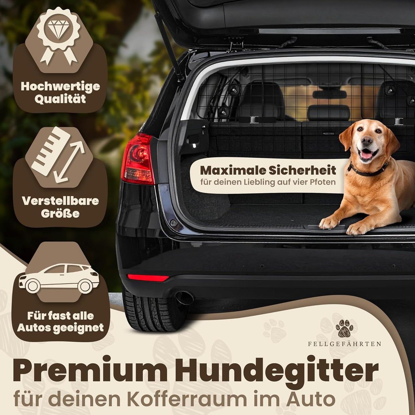 Kofferraum-Hundegitter für Autos