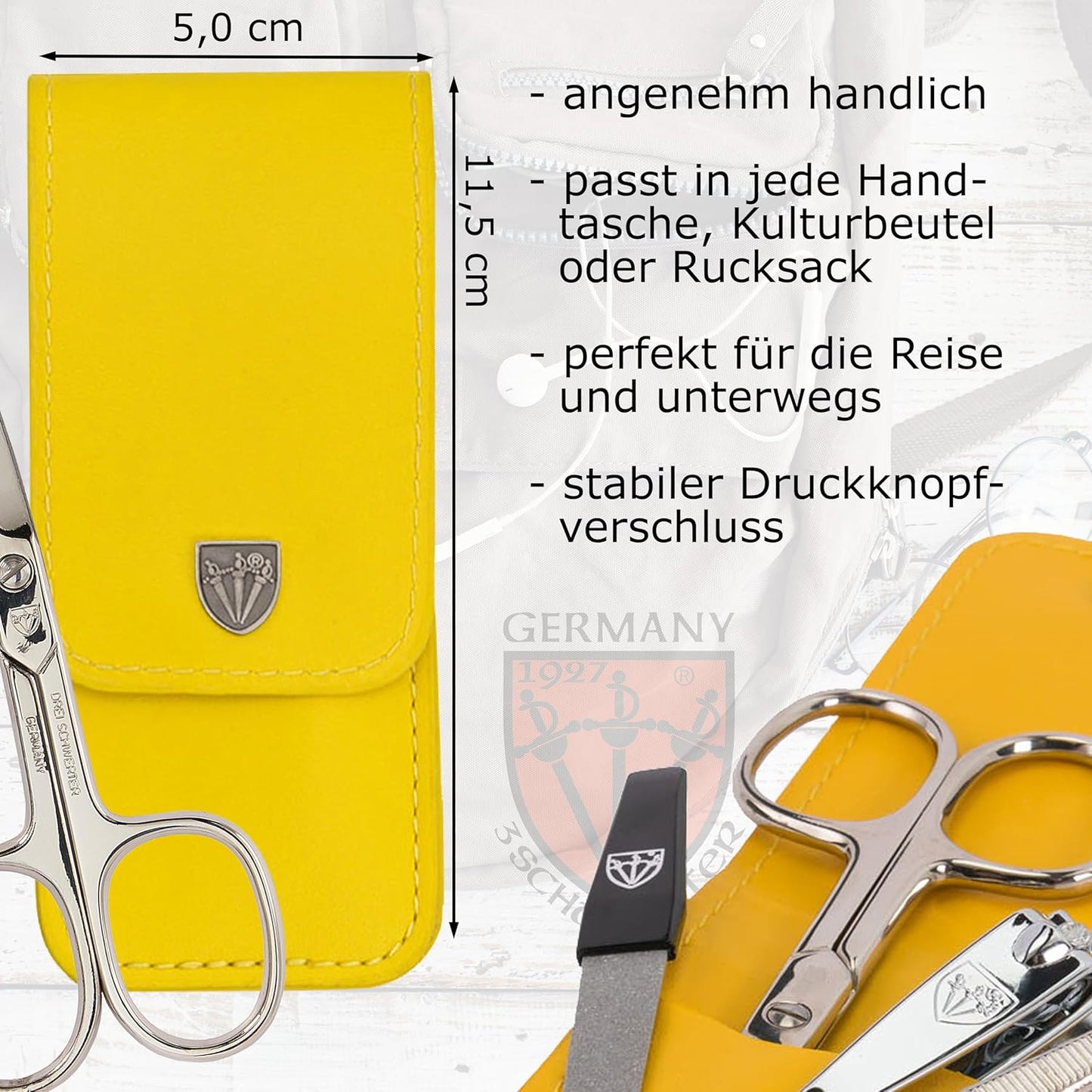 Capri - Nagelpflegeset, GELB / KUNSTLEDER