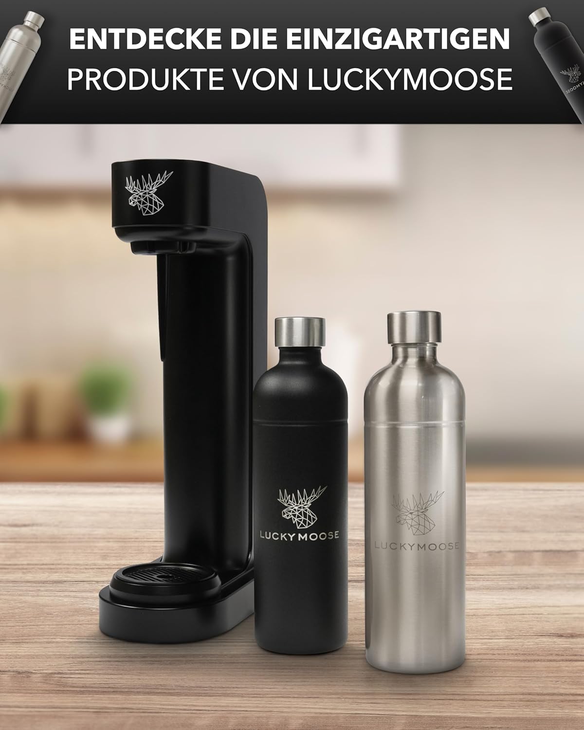 2 Stück Infinity Wassersprudler Flaschen (1,25L), 2x Schwarz