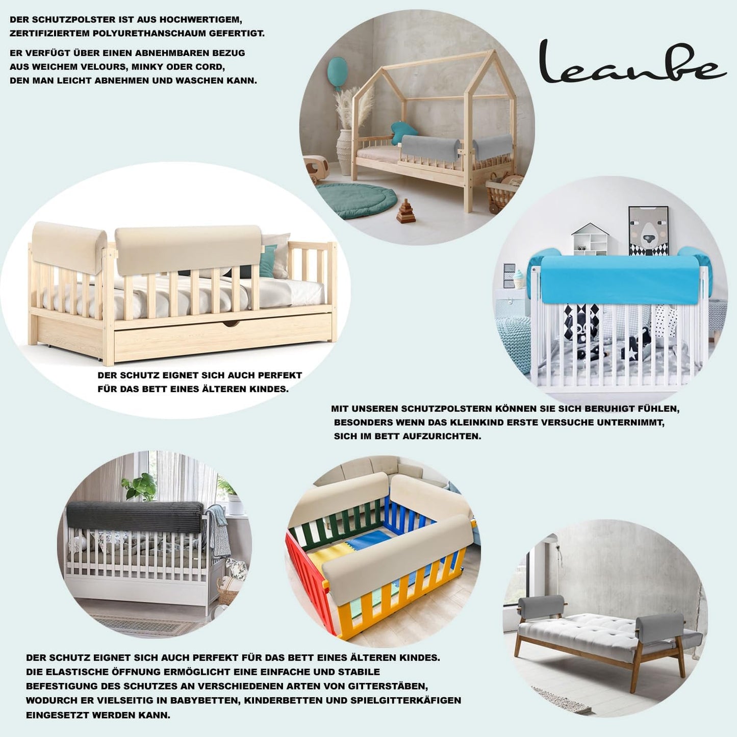 Bettkantenschutz für Kinderbetten, Beige Cord 120cm