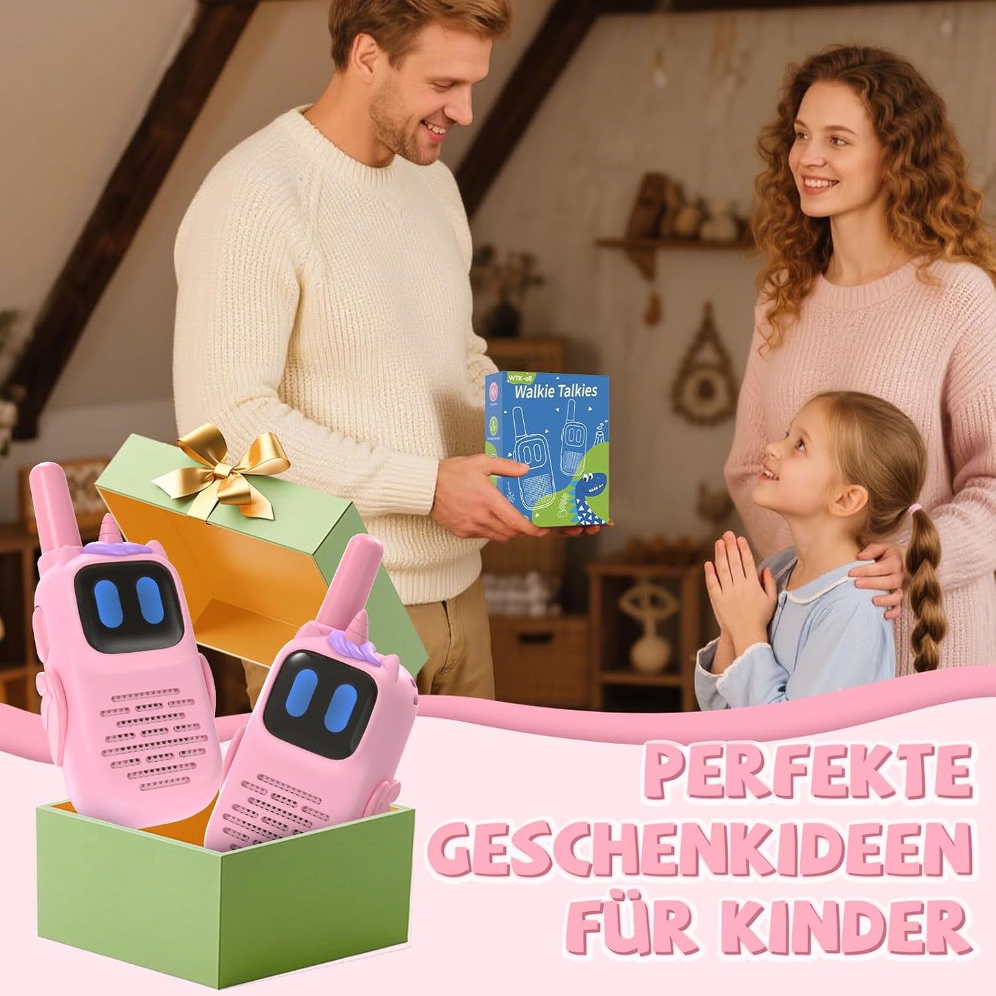 Walkie-Talkie Kinder-Funkgerät mit Einhornhülle, Rosa-UC