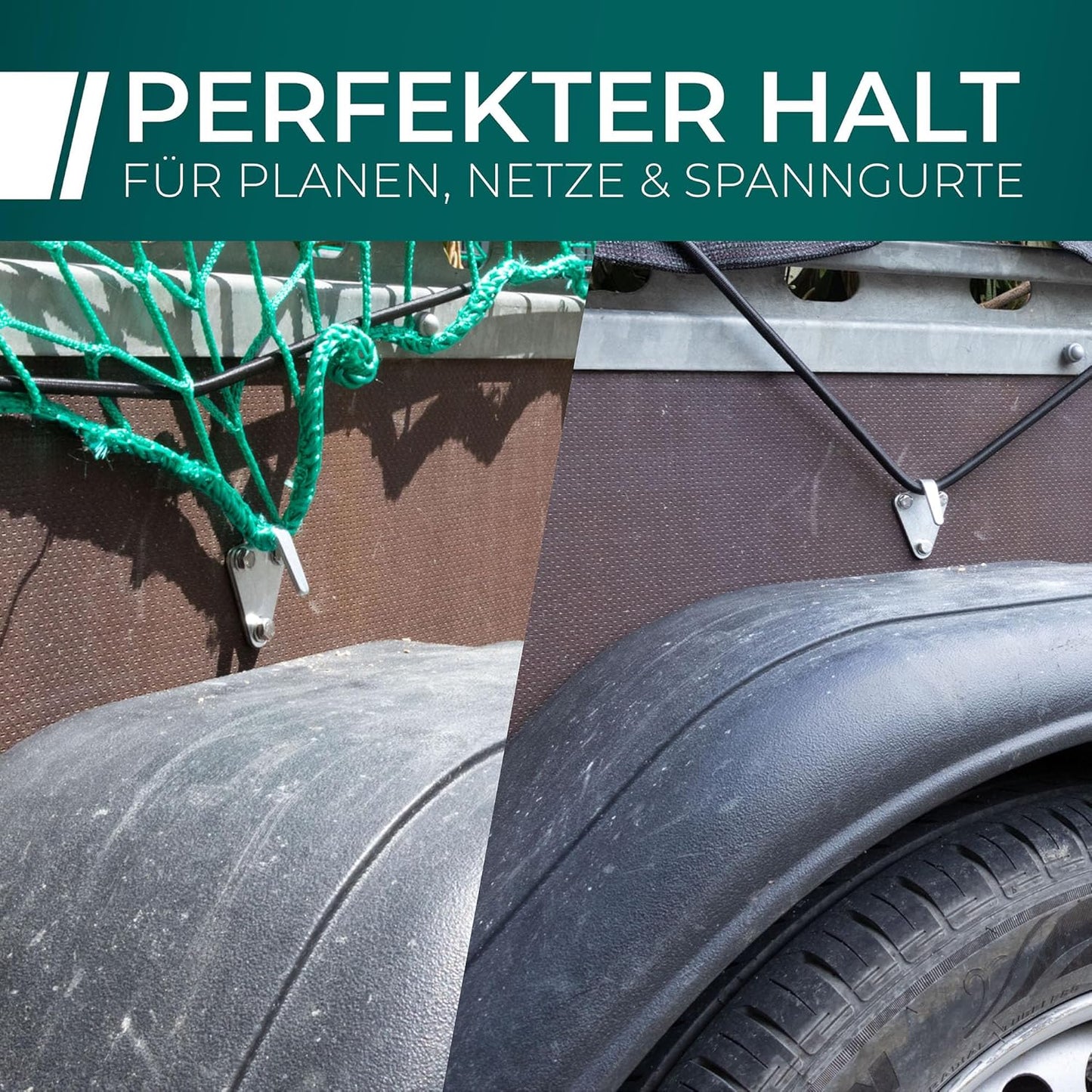 Dreiloch Abspannhaken, 20 Haken ohne Schrauben
