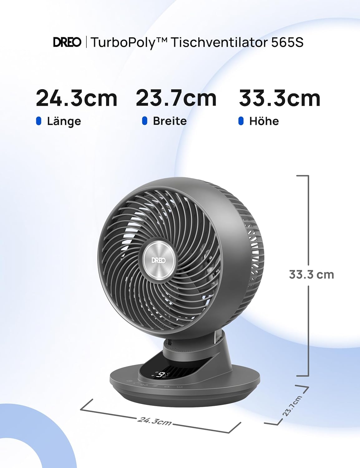 Tischventilator mit App-Steuerung, Grau