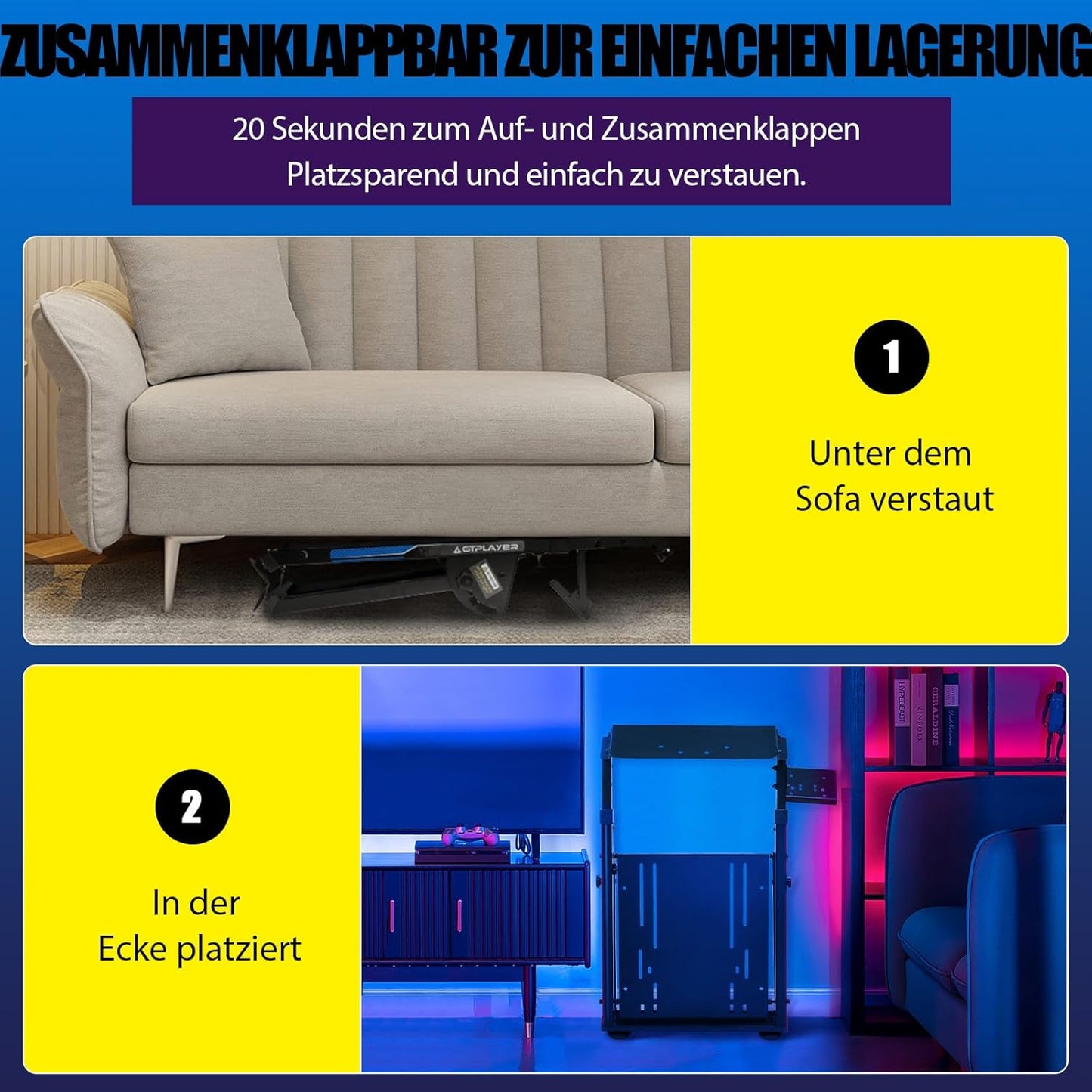 Lenkradständer für Gaming mit Schalthebelhalterung, Orange