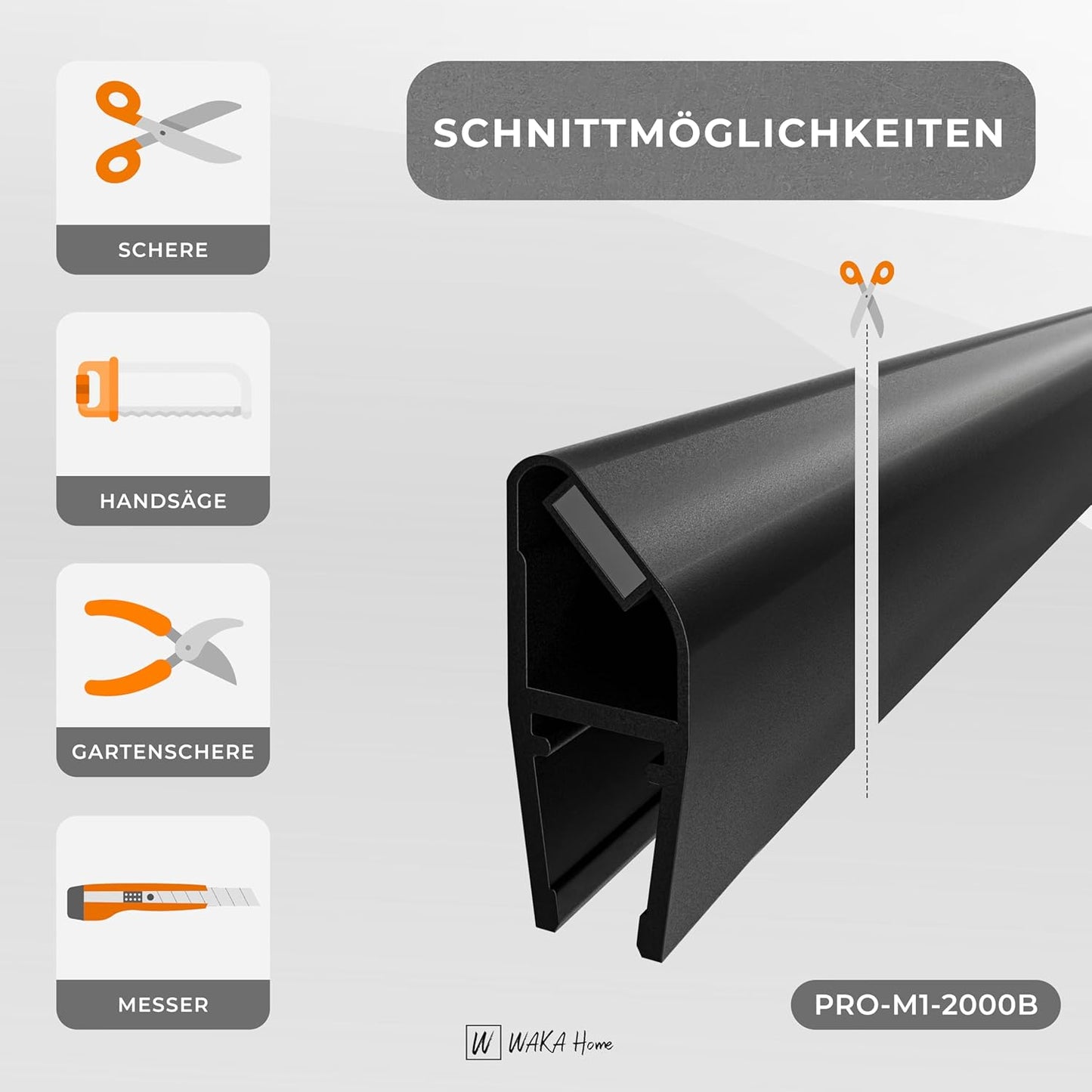 Magnet-Duschdichtung für Glastüren, Schwarz 6-8mm Glas | 90/180°