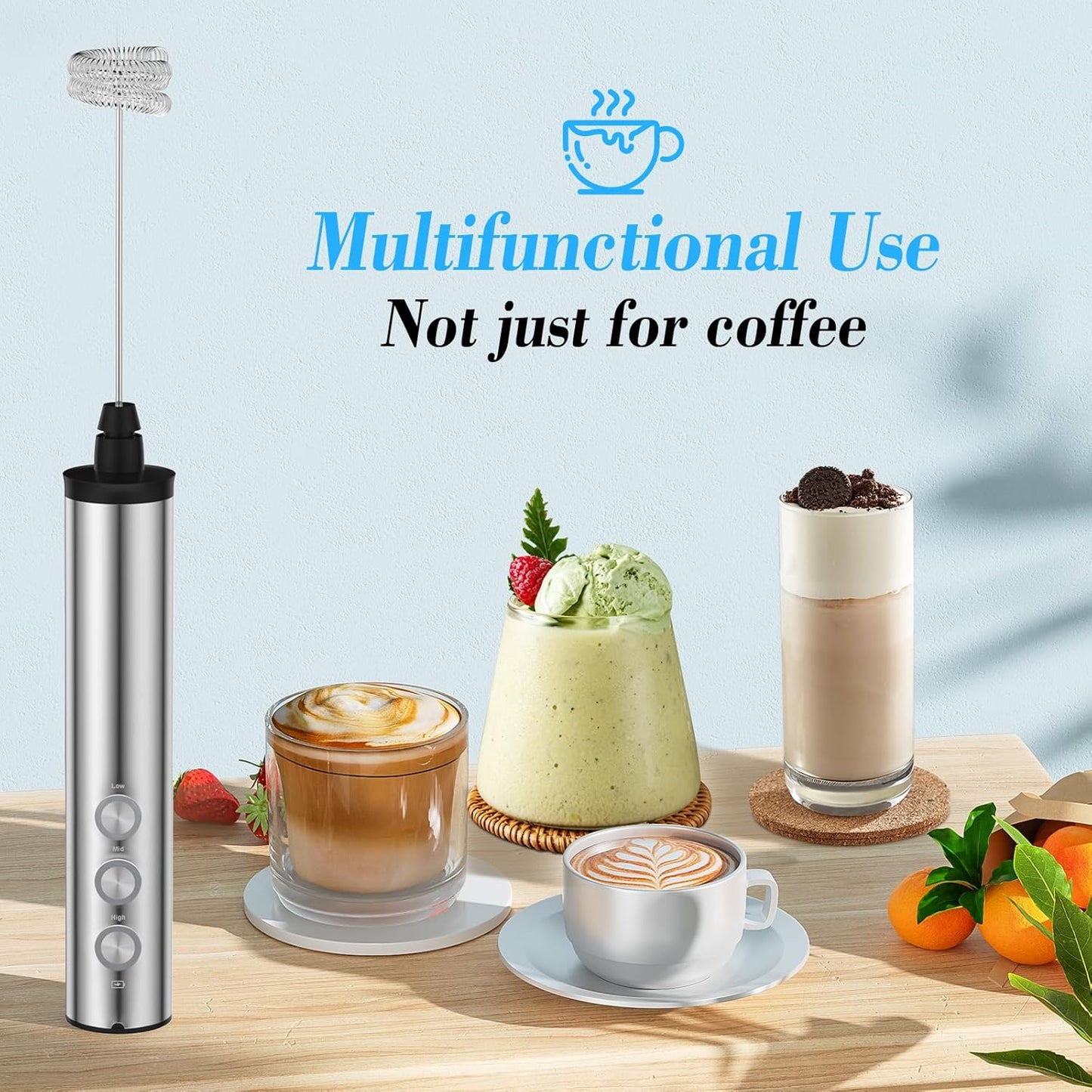 Elektrischer Milchaufschäumer USB, Edelstahl Schneebesen, frother new