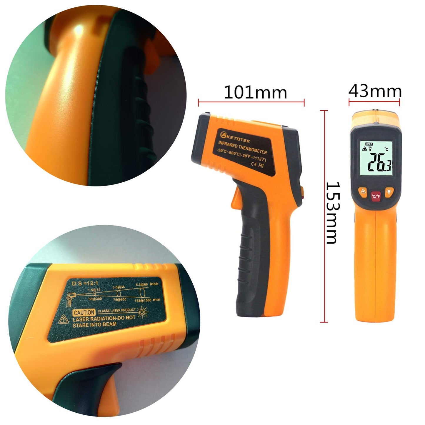 Infrarot Thermometer, Gelb