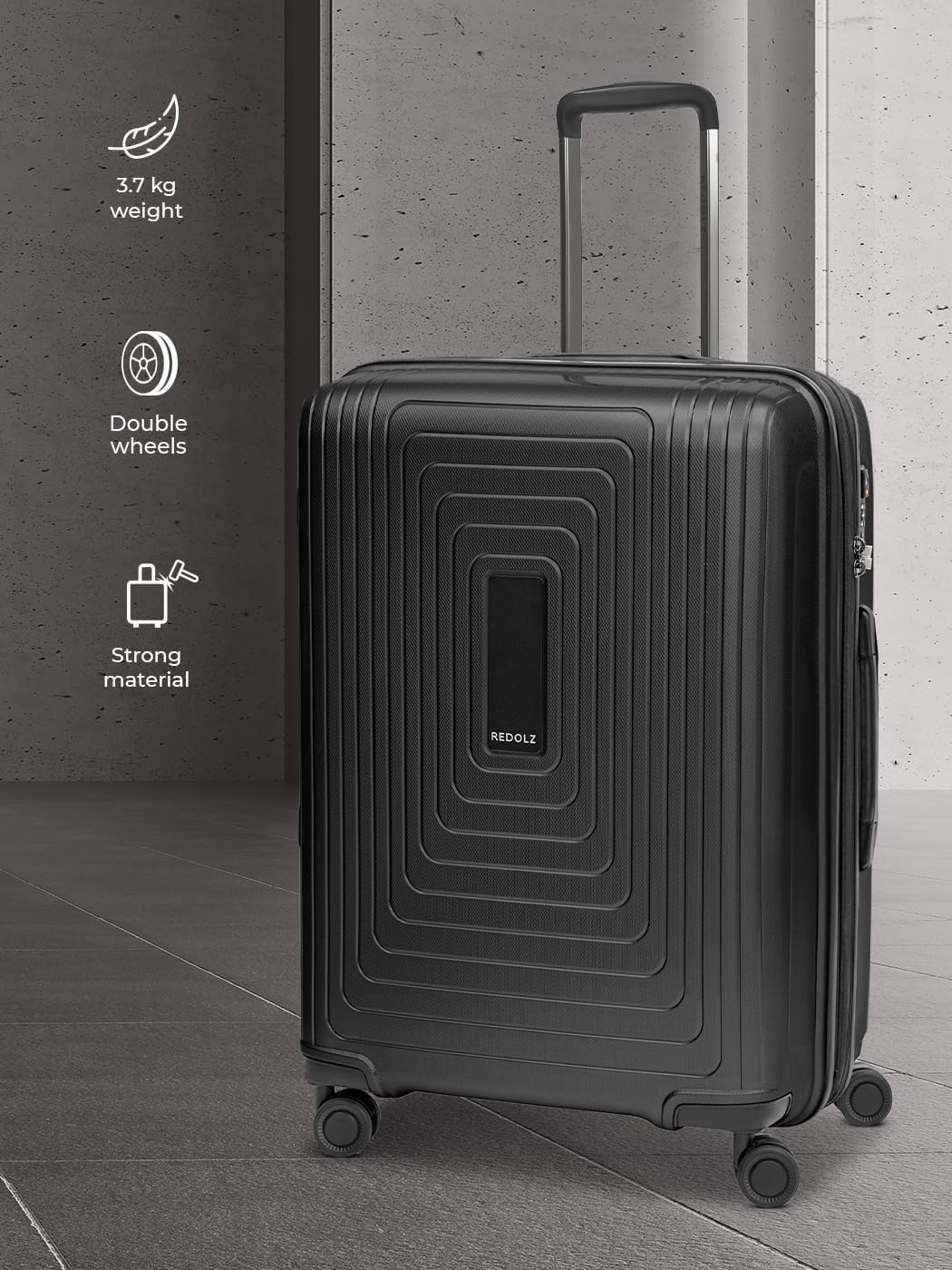 Essentials 14 4-Rollen Trolley 65 cm mit Dehnfalte, Black Metallic Trolley M+ (66 cm) erweiterbar