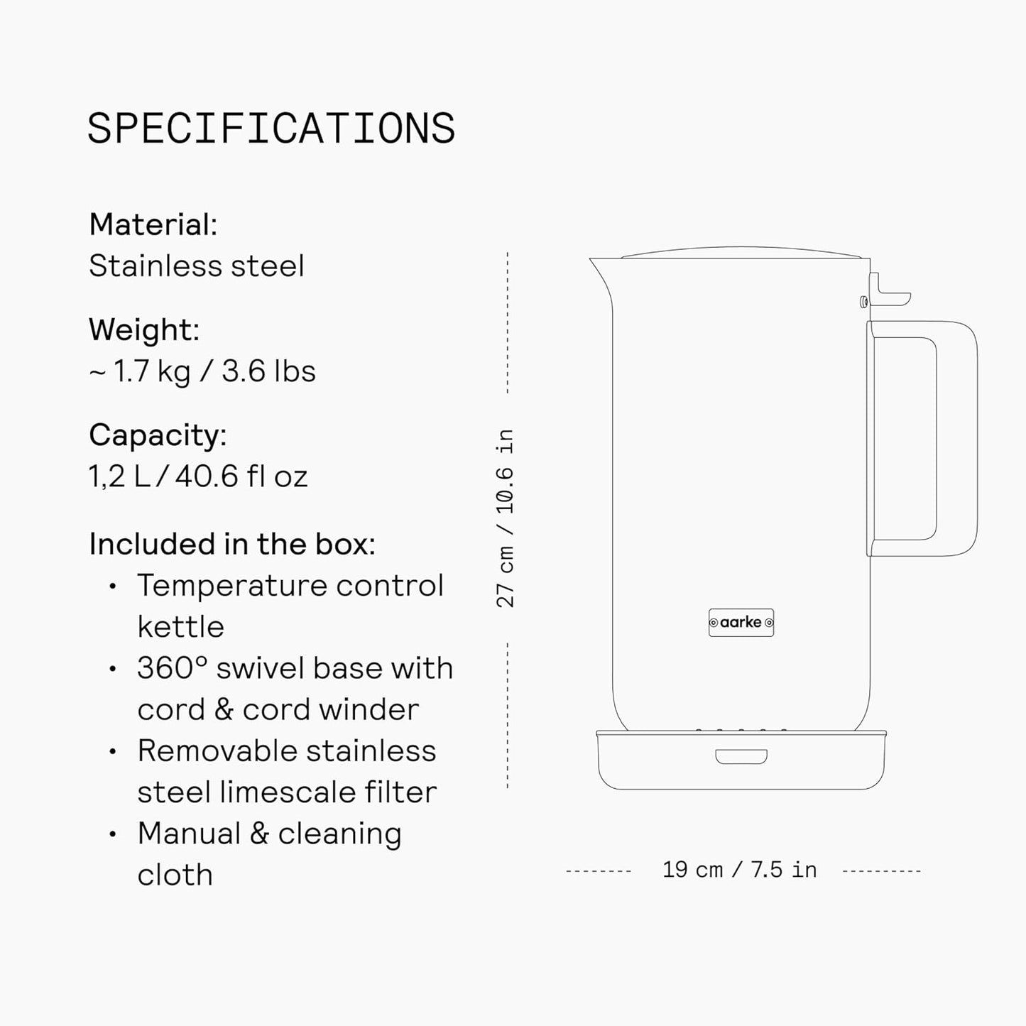 Wasserkocher mit Temperatureinstellungen, Matte Black
