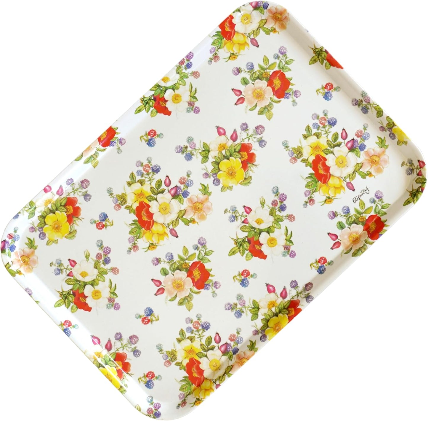 Serviertablett mit Wildrosen-Muster, 45 x 31 x 3 cm Wildrose