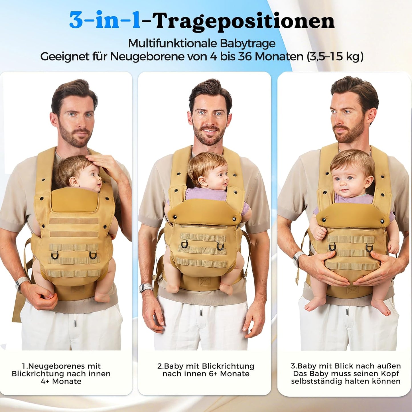 Ergonomische Babytrage, Khaki