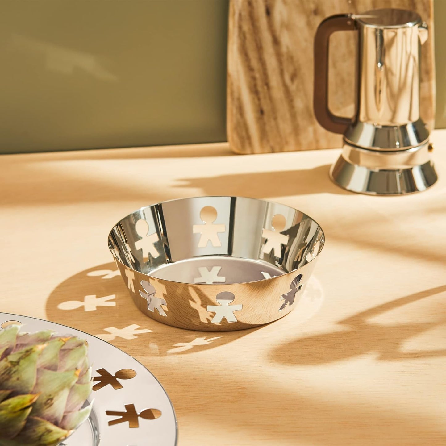 Girotondo Designkorb mit dekoriertem Rand, Silber