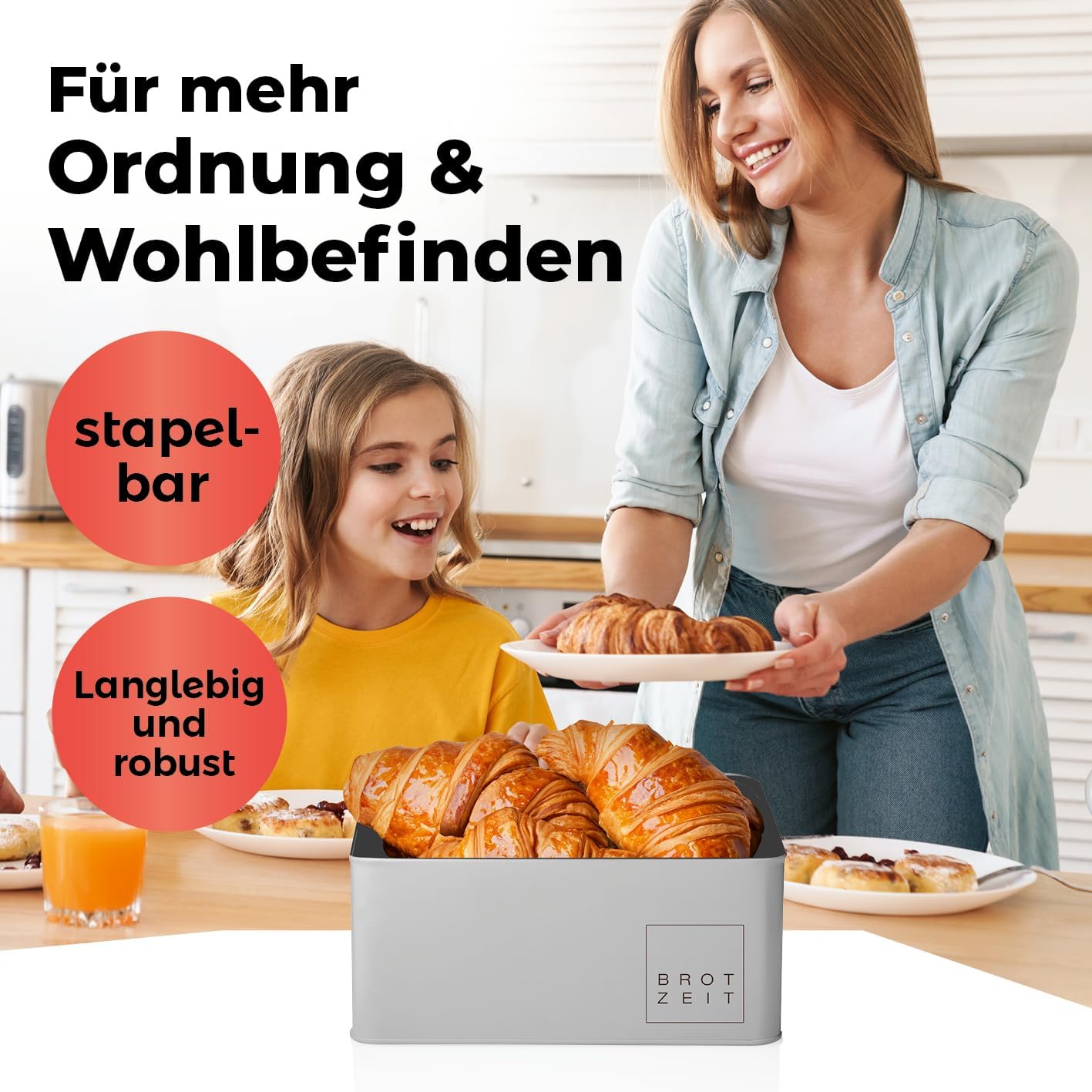 2in1 Brotkasten mit Schneidebrett, Hellgrau