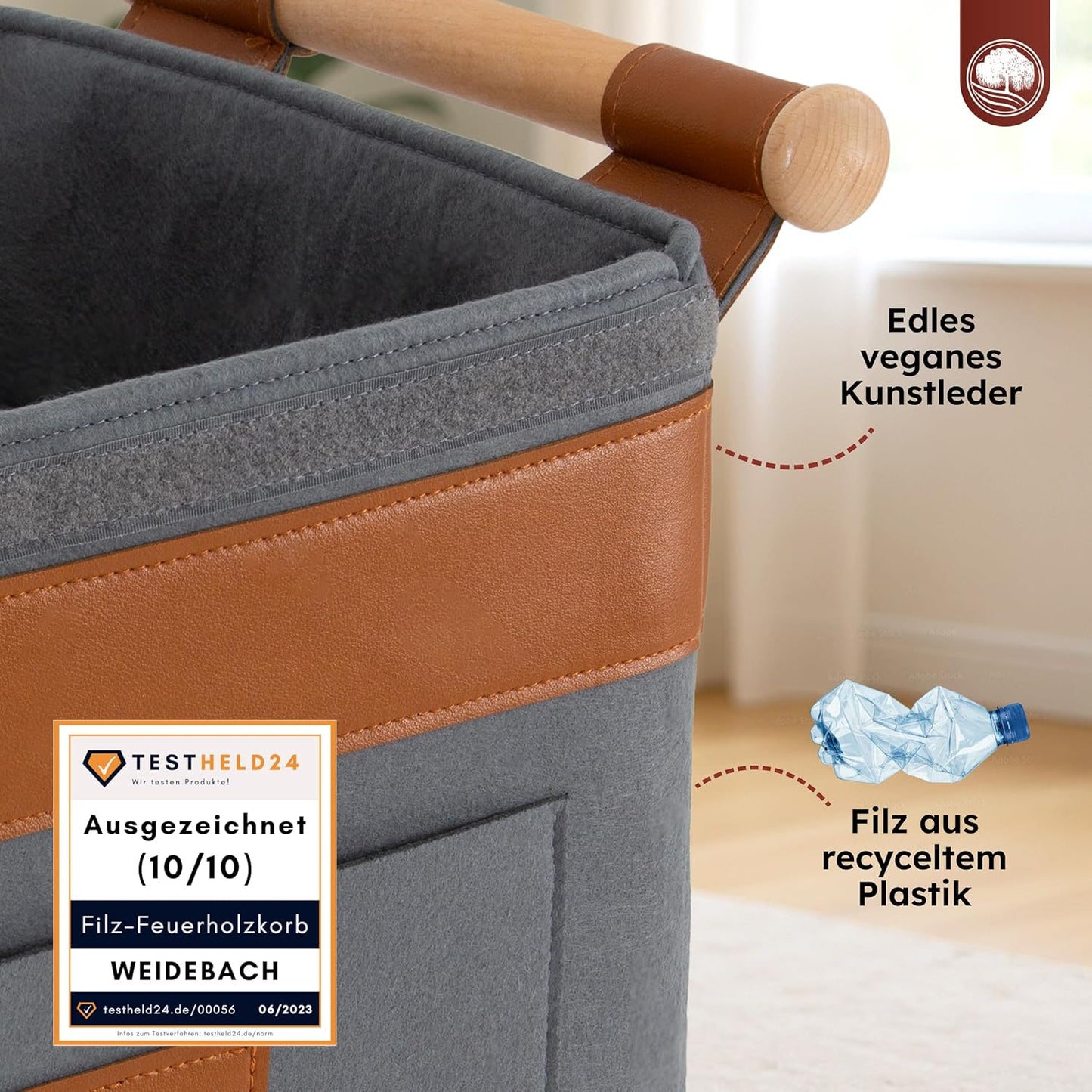 Holzkorb für Kaminholz, 1 Stück Grau