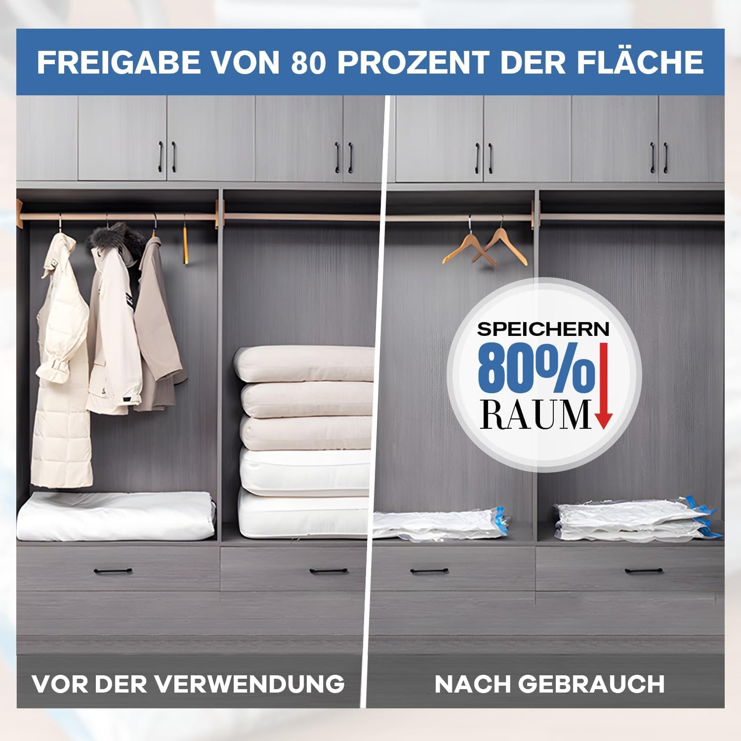 10er-Set Vakuumbeutel für Kleidung, 100X120CM