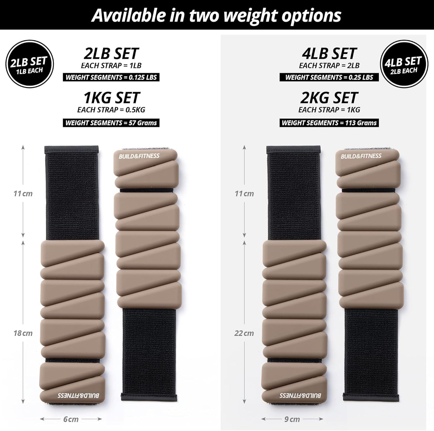 Verstellbare Handgelenk- & Knöchelgewichte, Mokha 4LB (2LB each)